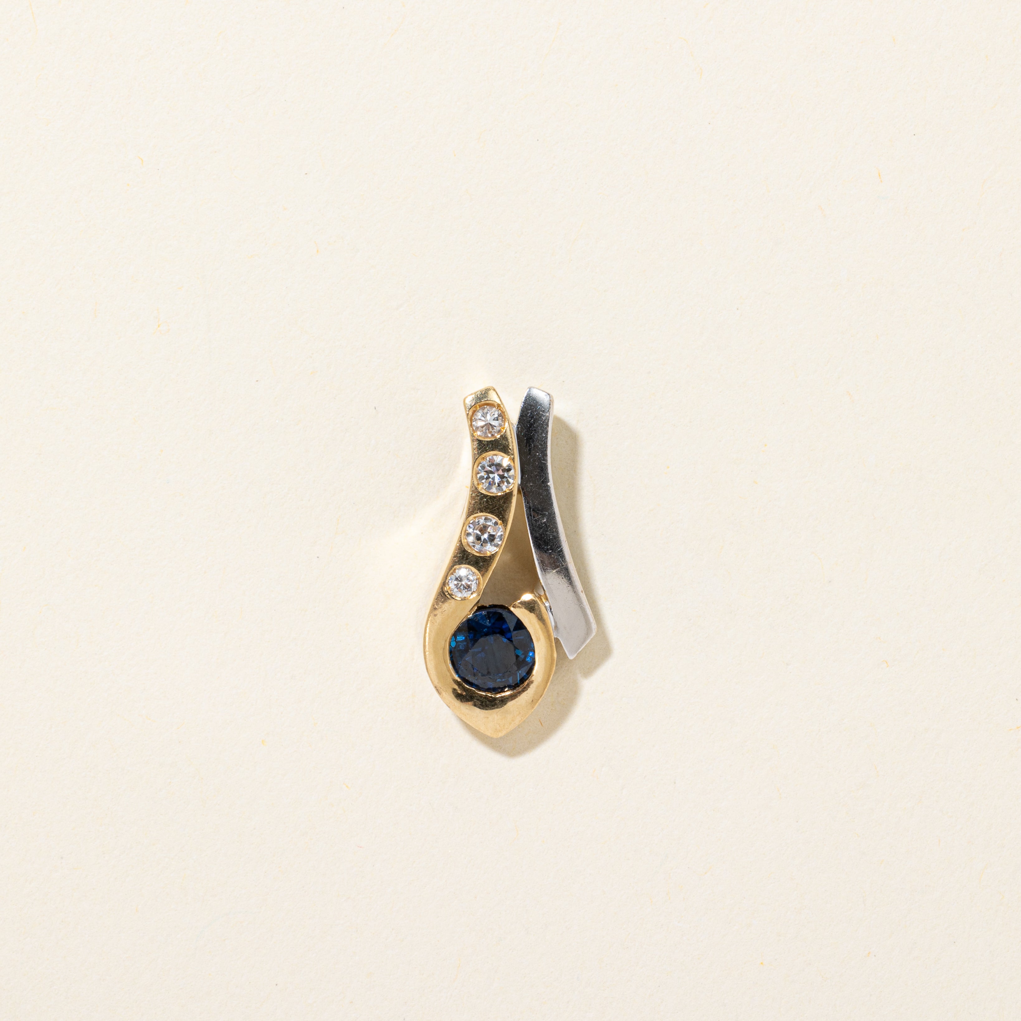 18k Two-Tone Flush Set Sapphire & Diamond Waterfall Pendant | 0.60ct, 0.10ctw