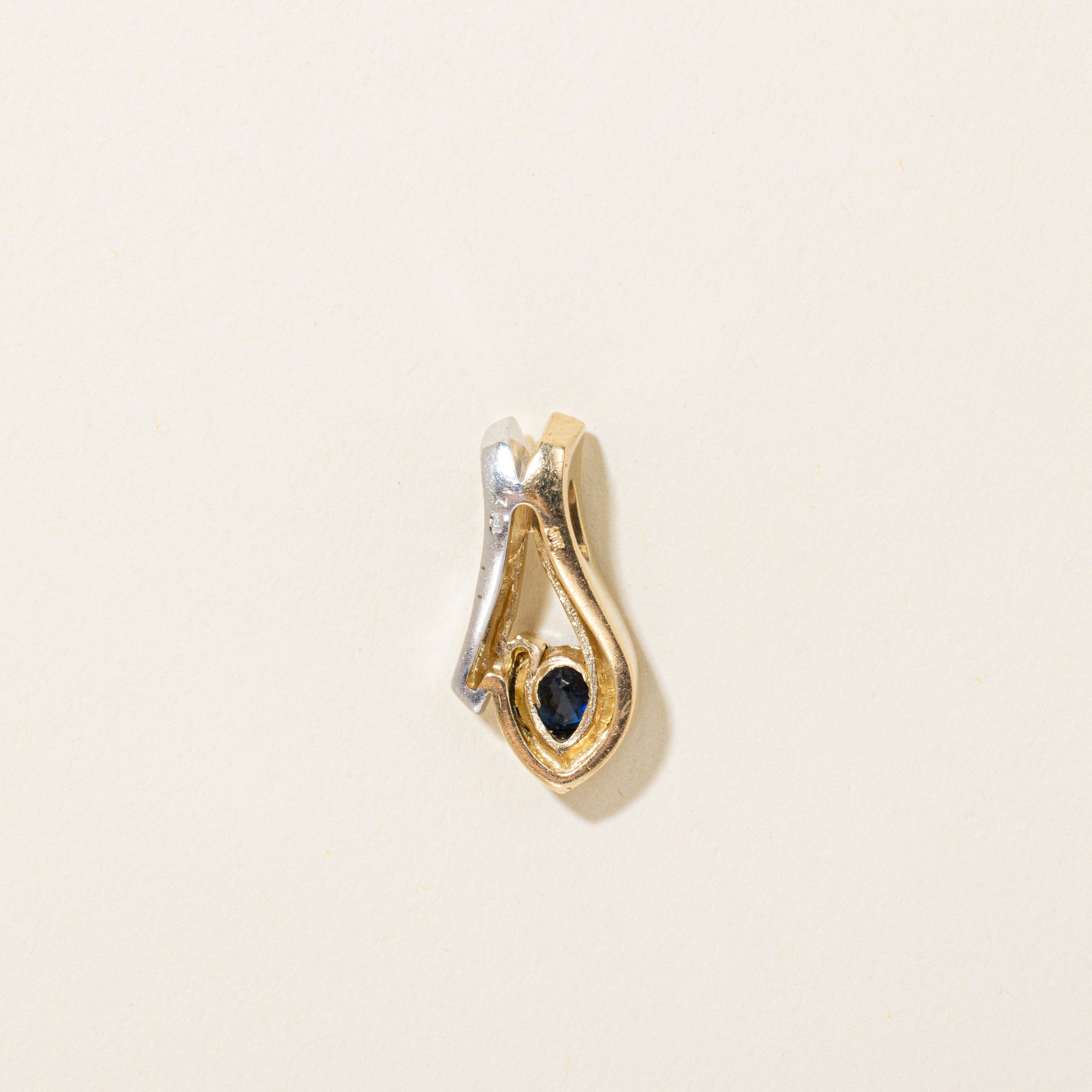 18k Two-Tone Flush Set Sapphire & Diamond Waterfall Pendant | 0.60ct, 0.10ctw