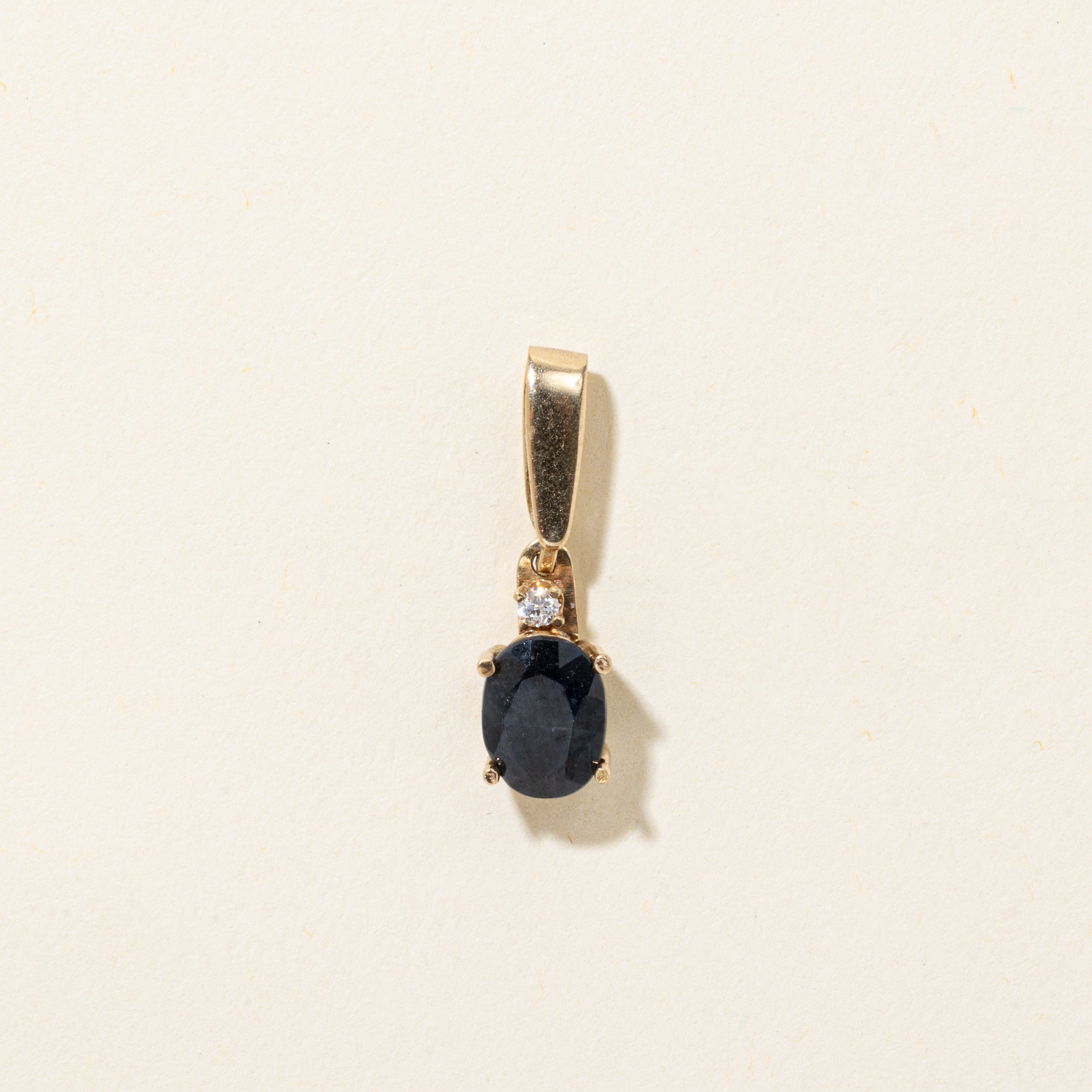 Oval Cut Sapphire & Diamond Pendant | 1.10ct, 0.02ct