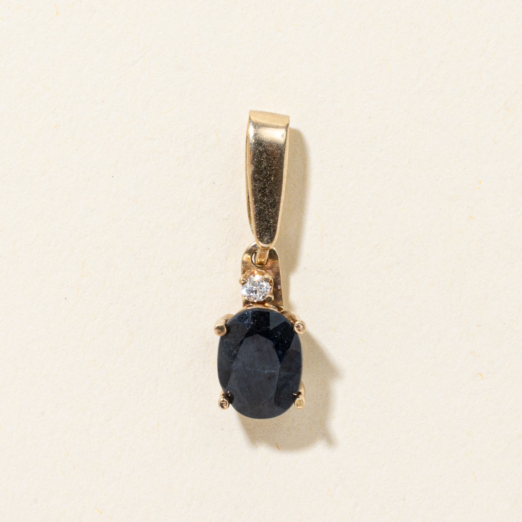 Oval Cut Sapphire & Diamond Pendant | 1.10ct, 0.02ct