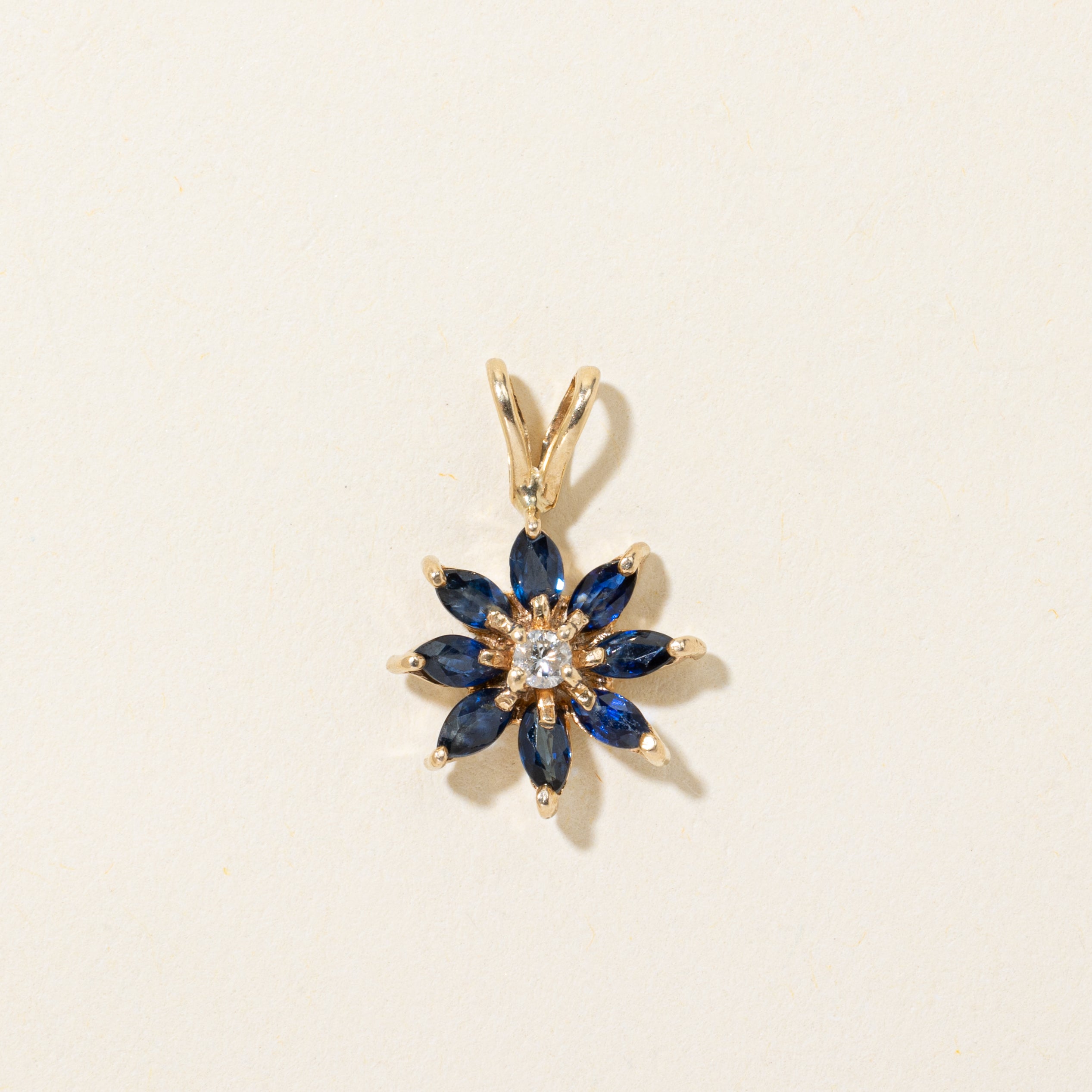 Sapphire & Diamond Petal Pendant | 0.55ctw, 0.04ct
