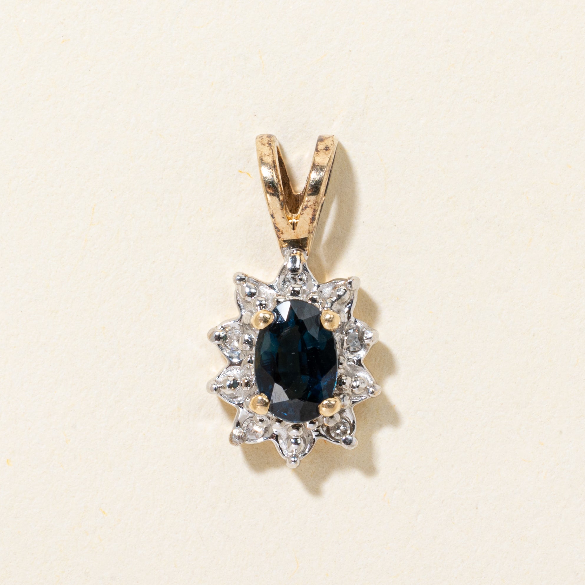 Oval Cut Sapphire & Diamond Petal Pendant | 0.60ct, 0.02ctw