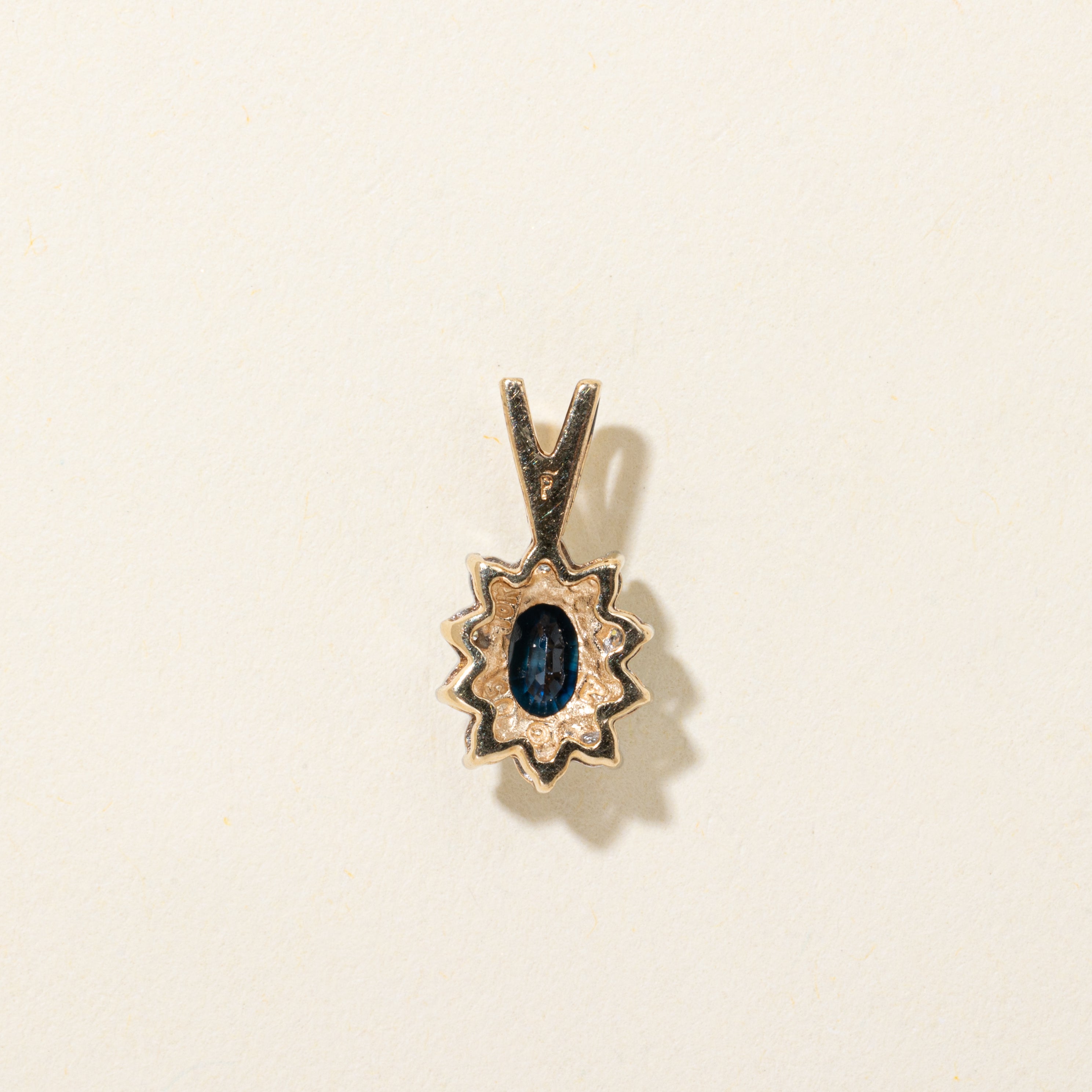 Oval Cut Sapphire & Diamond Petal Pendant | 0.60ct, 0.02ctw