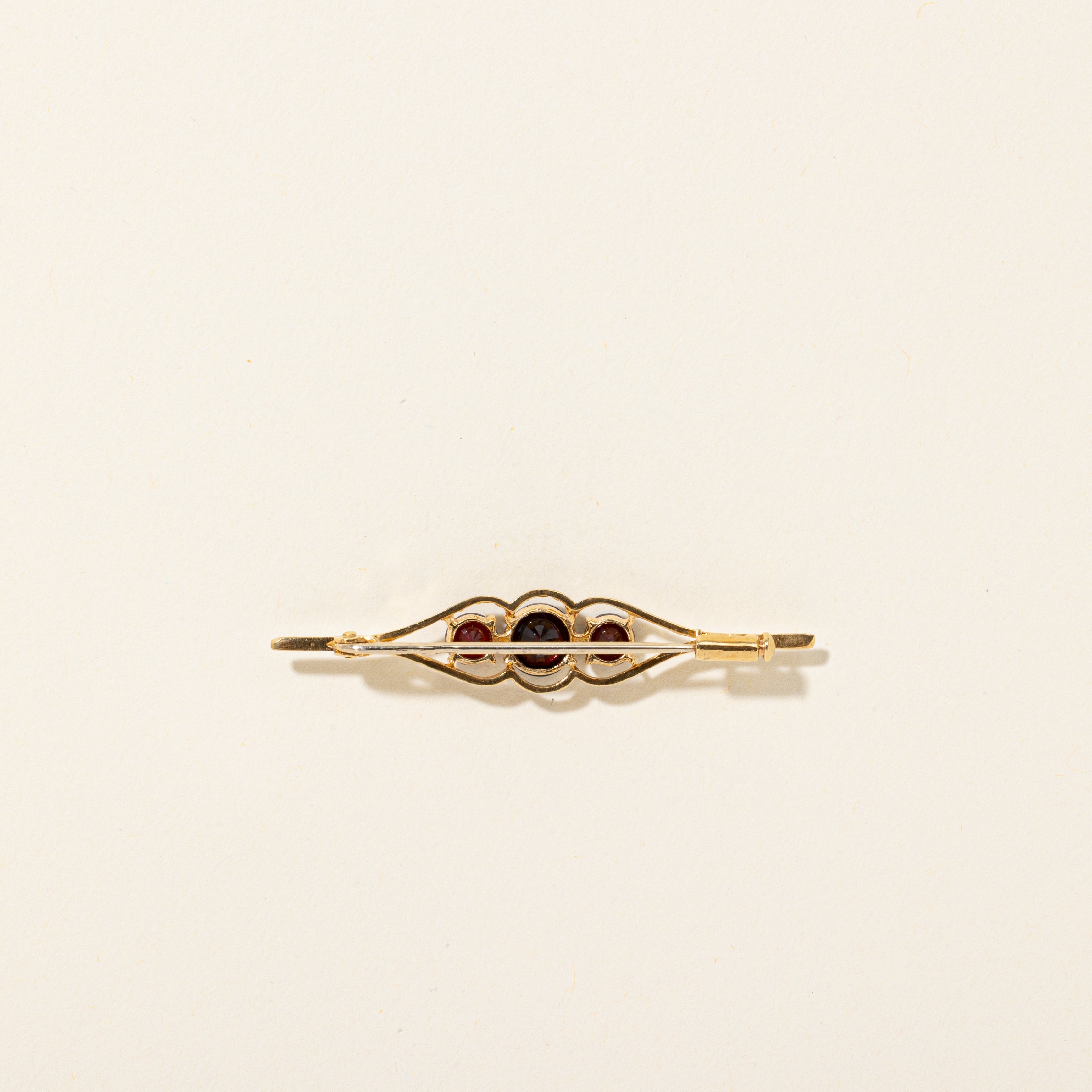 18k Three-Stone Garnet Openwork Brooch | 2.00ctw