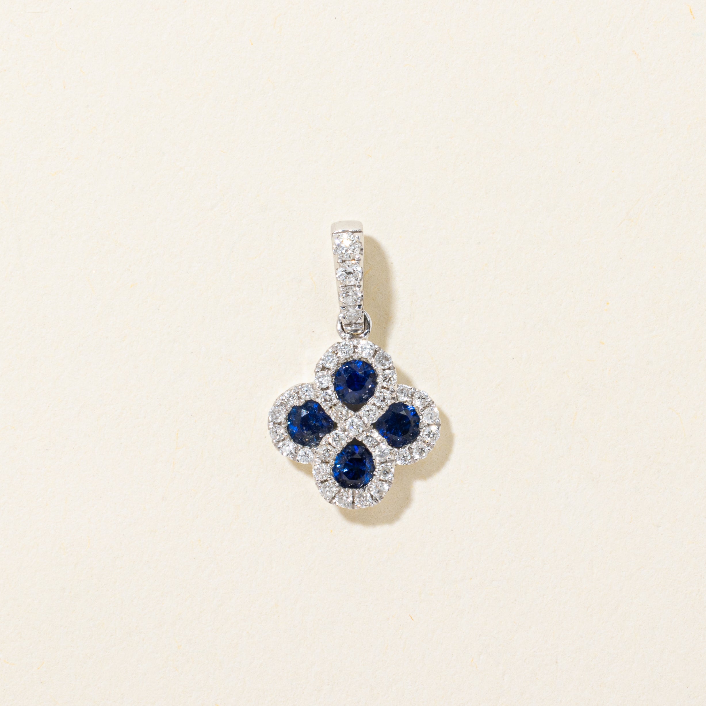 Sapphire & Diamond Clover Pendant | 0.25ctw, 0.18ctw