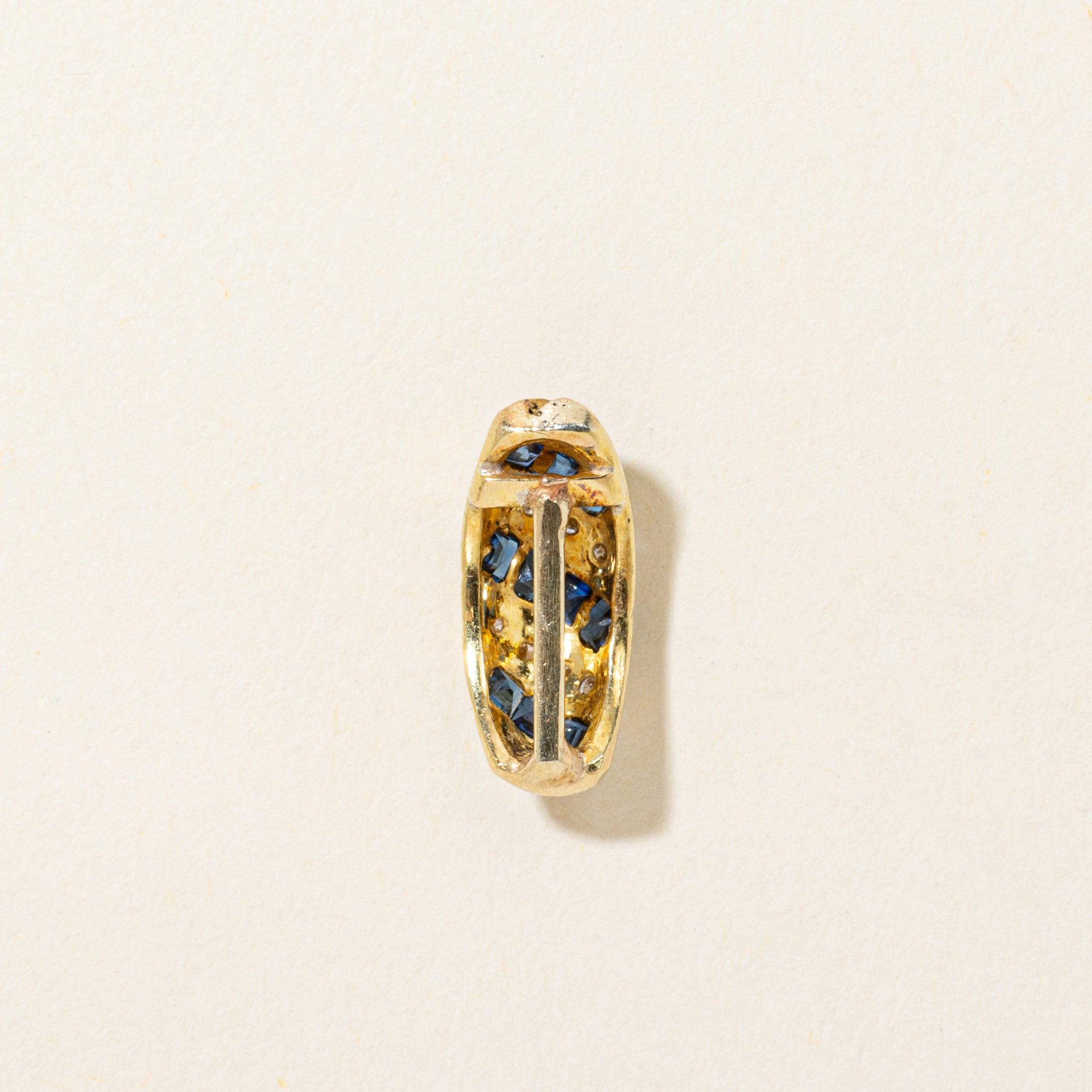 18k Channel Set Sapphire & Diamond Domed Pendant | 0.32ctw, 0.07ctw