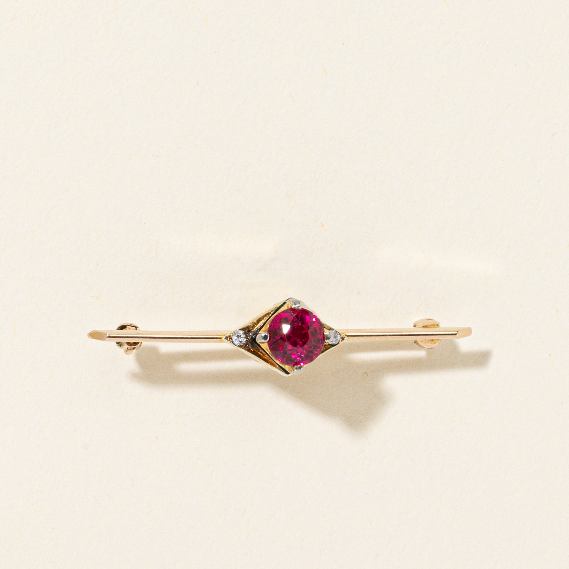 Synthetic Ruby & Diamond Brooch | 1.03ct, 0.01ctw