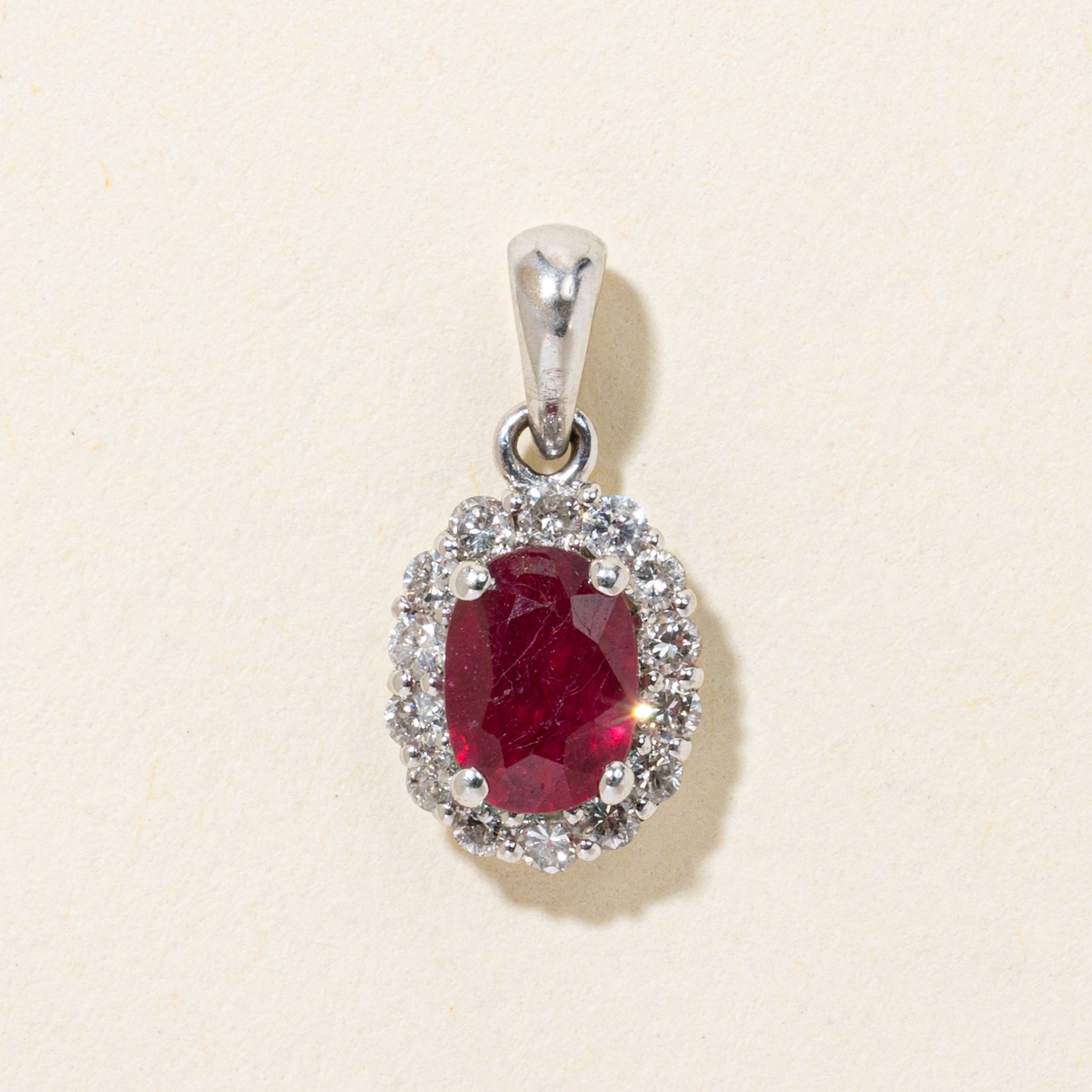 Ruby & Diamond Halo Pendant | 1.00ct, 0.28ctw