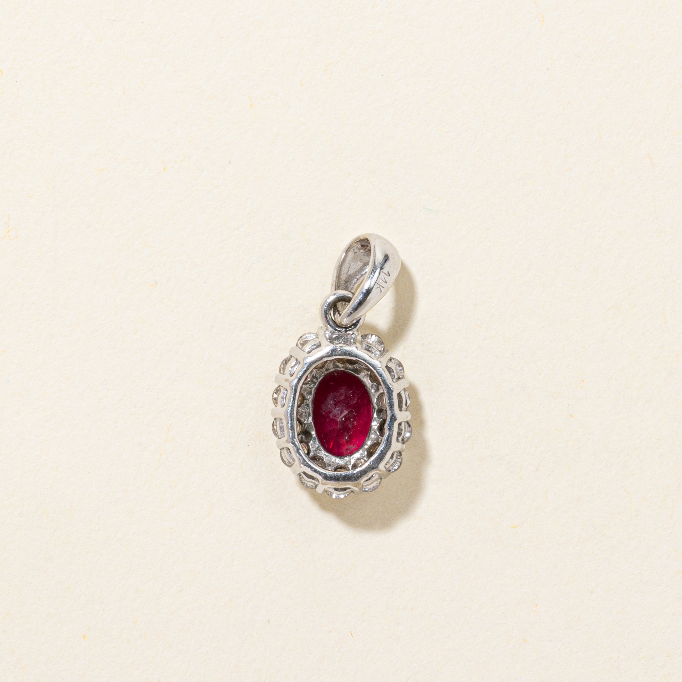 Ruby & Diamond Halo Pendant | 1.00ct, 0.28ctw