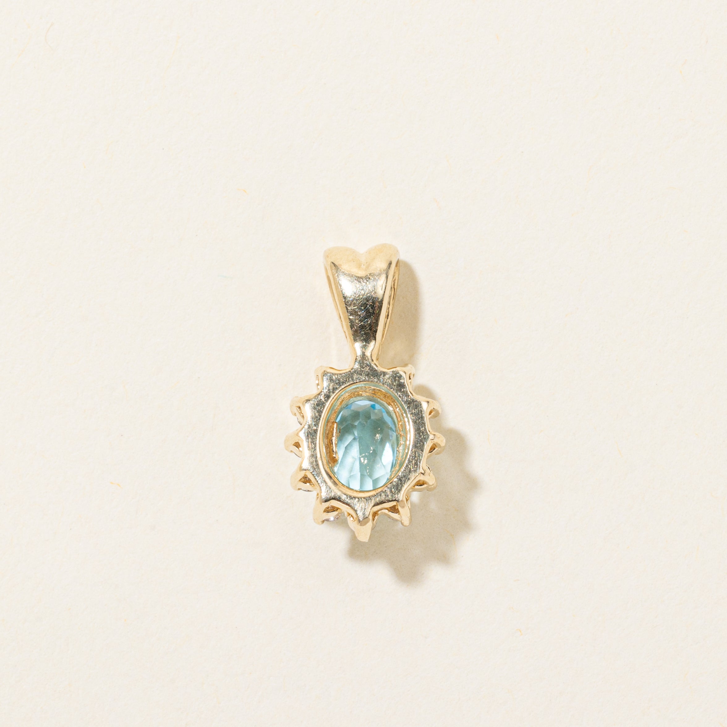 Blue Topaz & Diamond Halo Pendant | 0.90ct, 0.24ctw