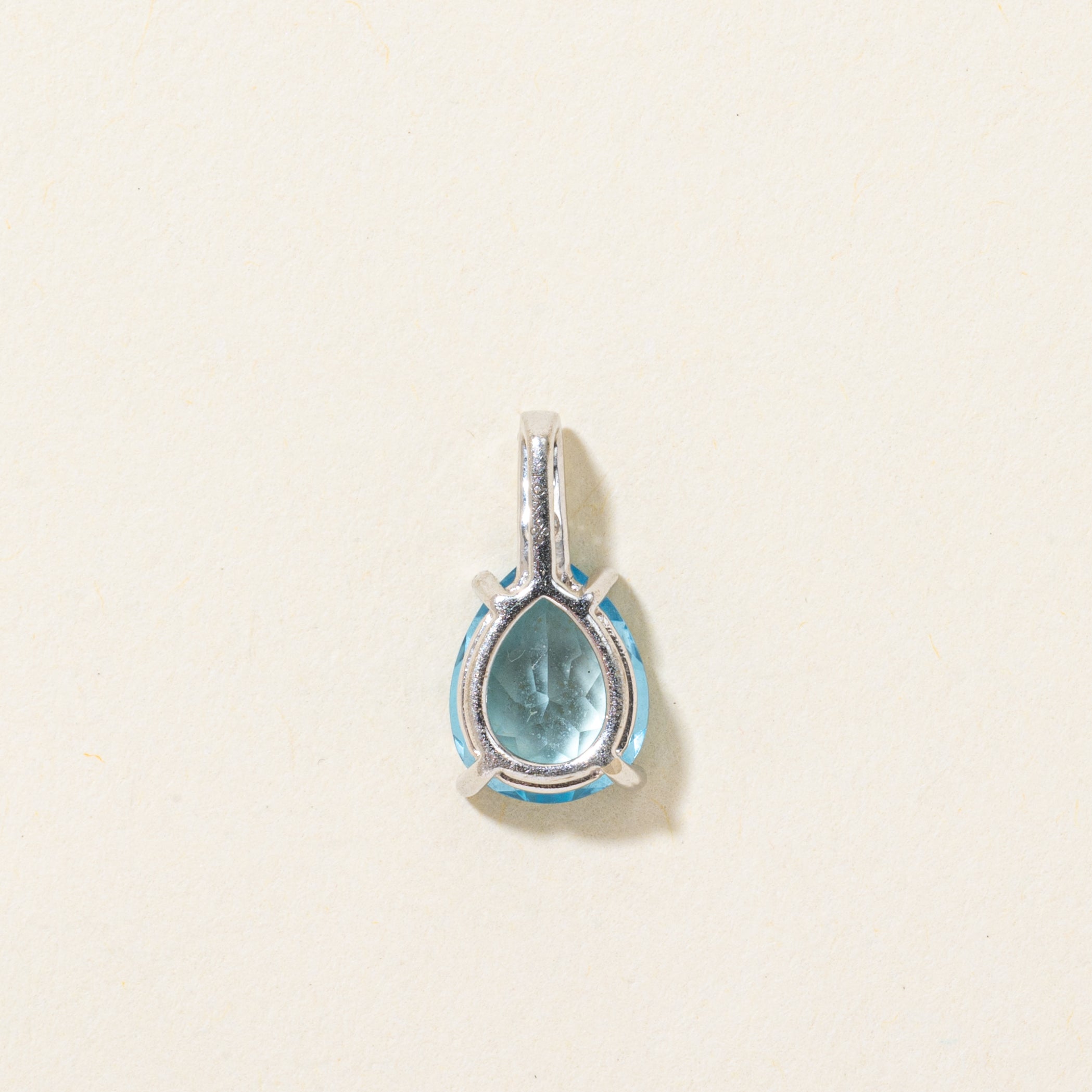 Pear Cut Blue Topaz & Diamond Pendant | 1.70ct, 0.06ctw