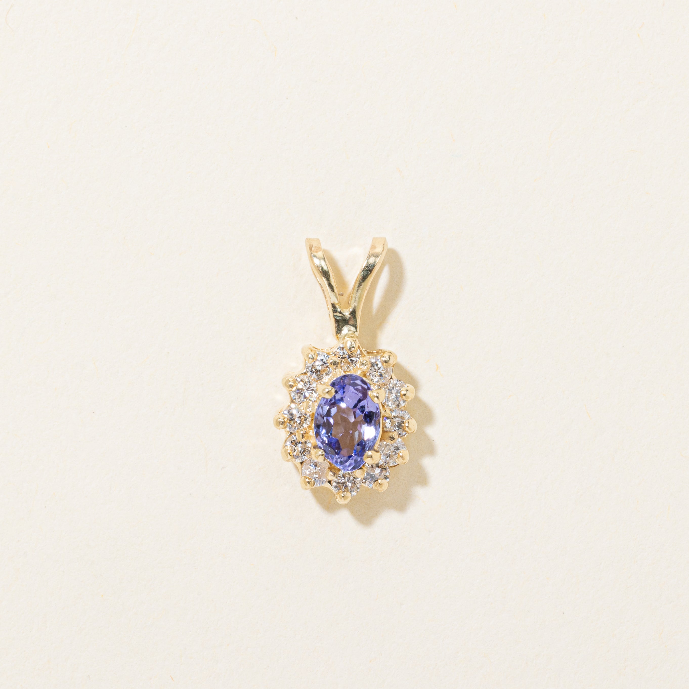 Tanzanite & Diamond Halo Pendant | 0.20ct, 0.24ctw