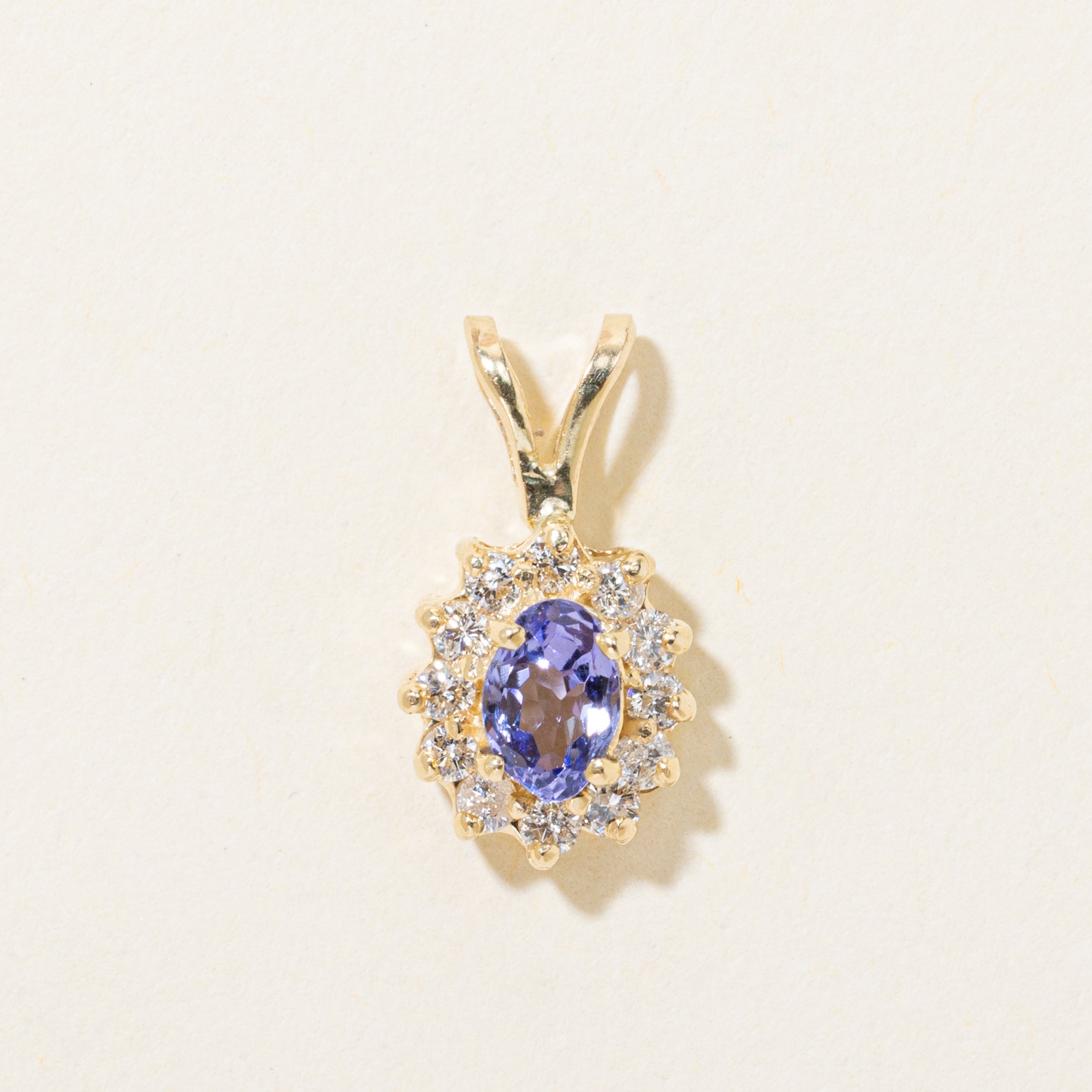 Tanzanite & Diamond Halo Pendant | 0.20ct, 0.24ctw