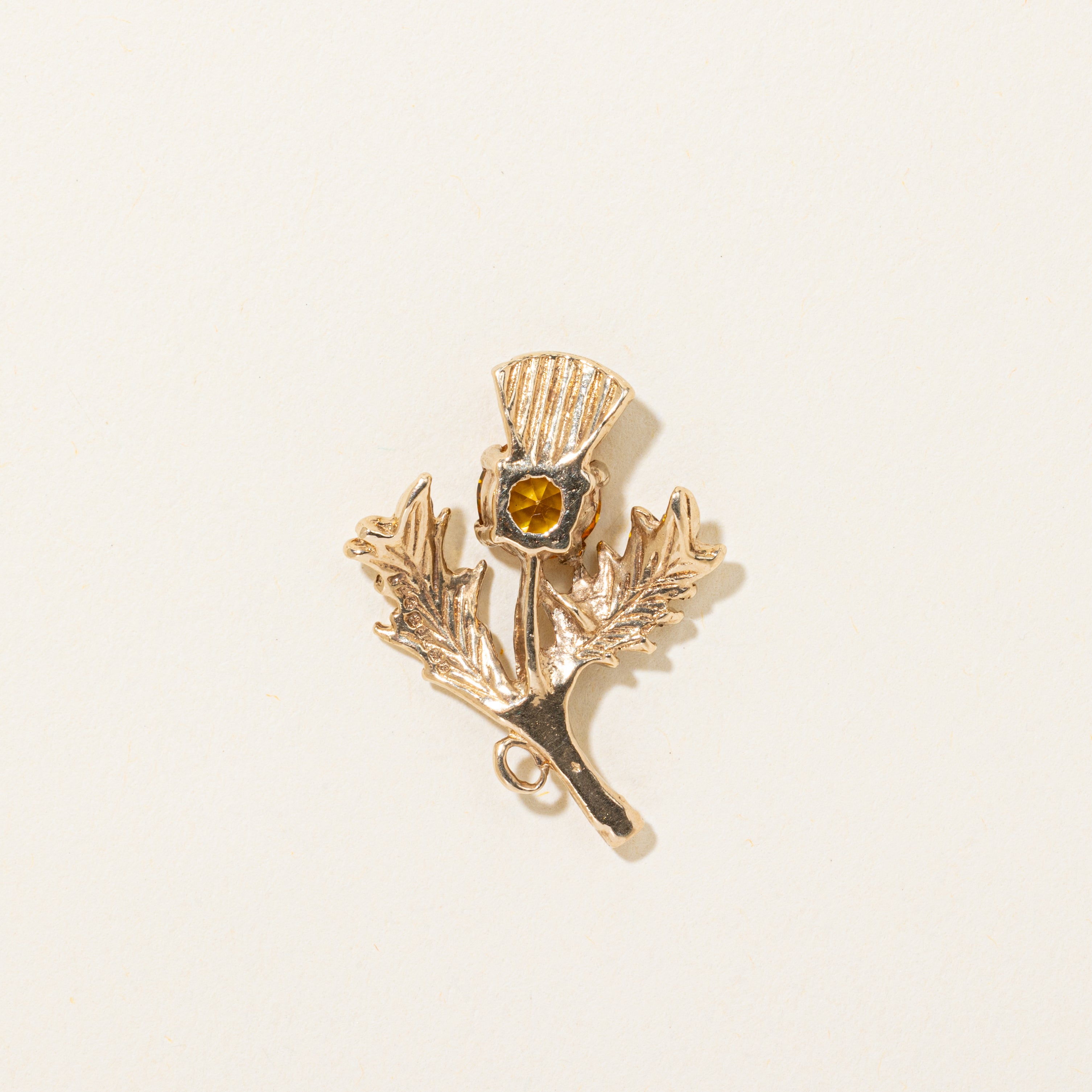 Synthetic Yellow Sapphire Engraved Holly Leaf Pendant | 1.20ct