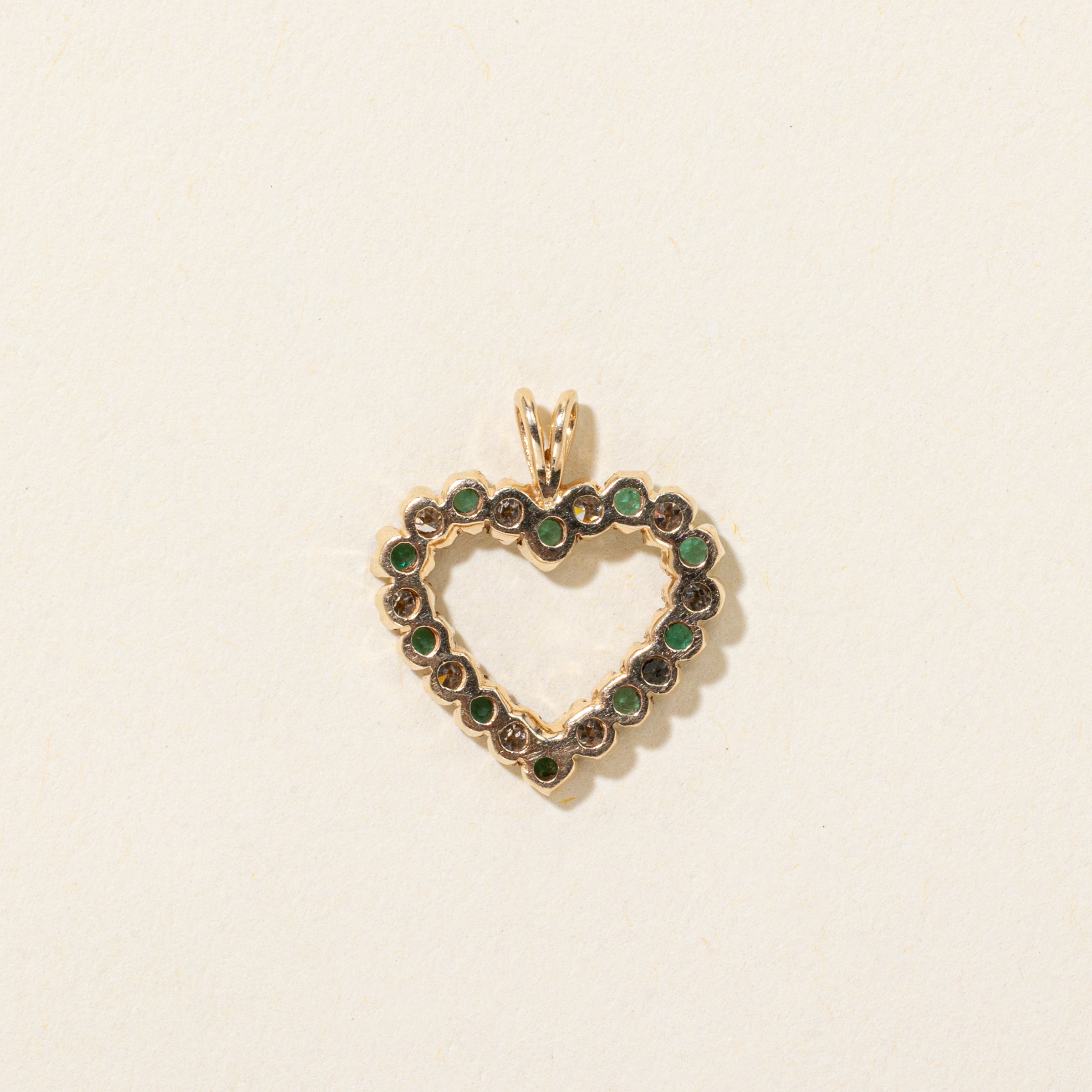 Emerald & Diamond Open Heart Pendant | 0.20ctw, 0.20ctw