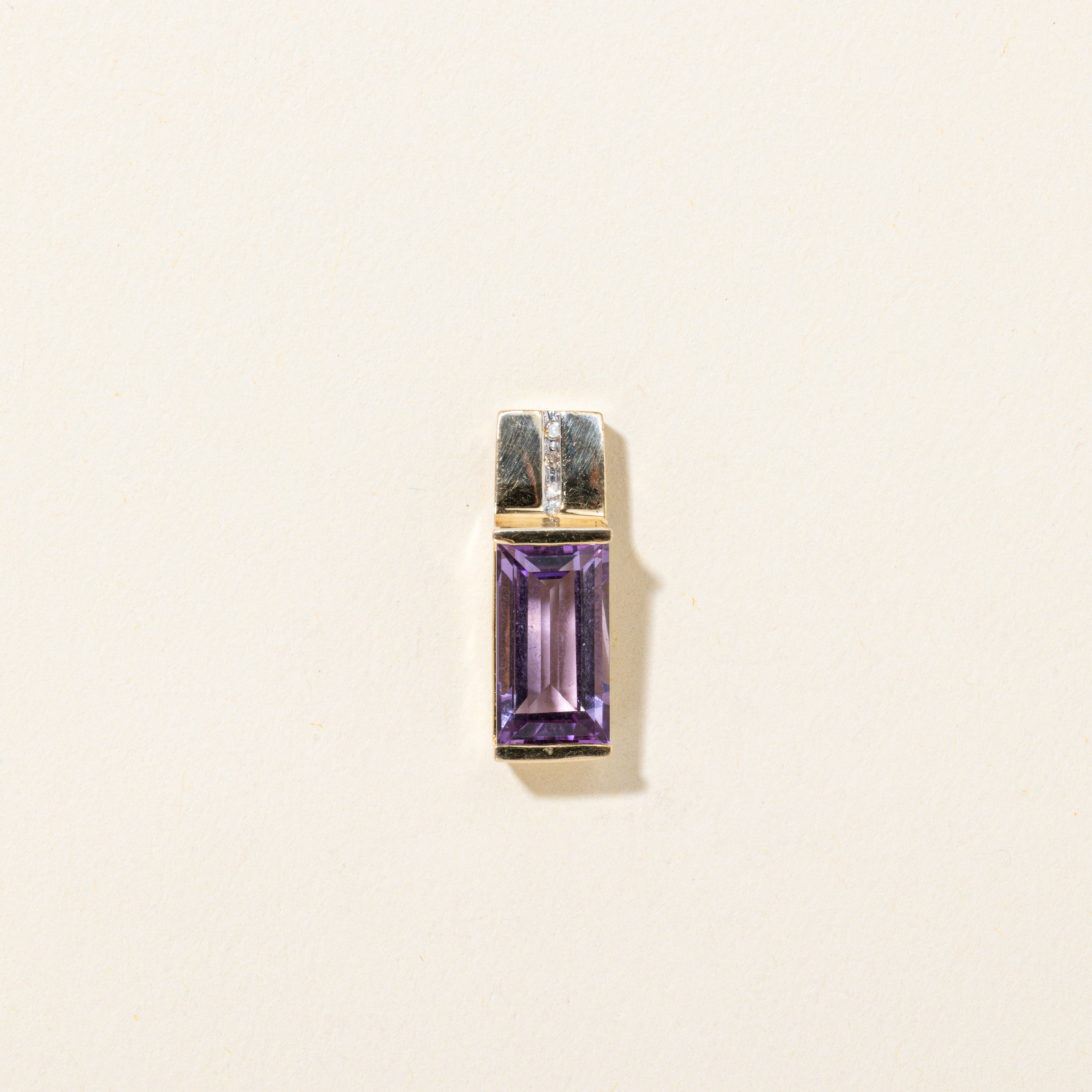 Baguette Cut Amethyst & Diamond Column Pendant | 2.50ct, 0.01ctw