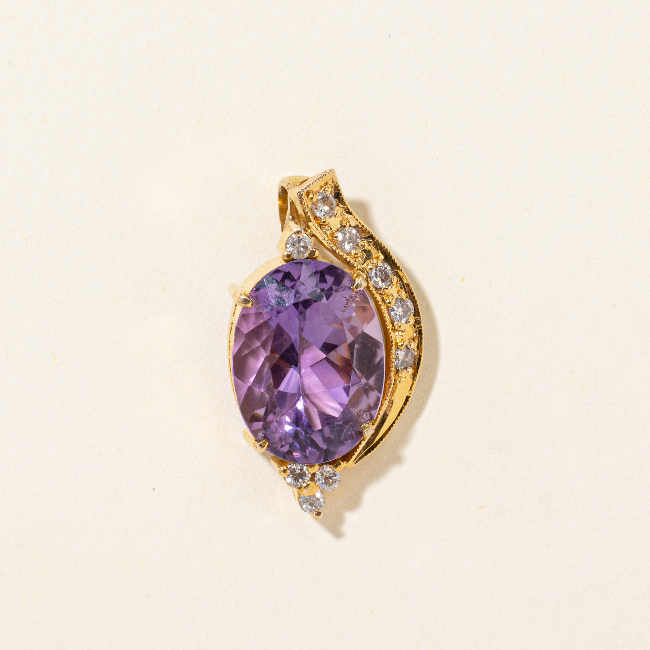 Amethyst & Diamond Waterfall Pendant | 9.00ct, 0.27ctw