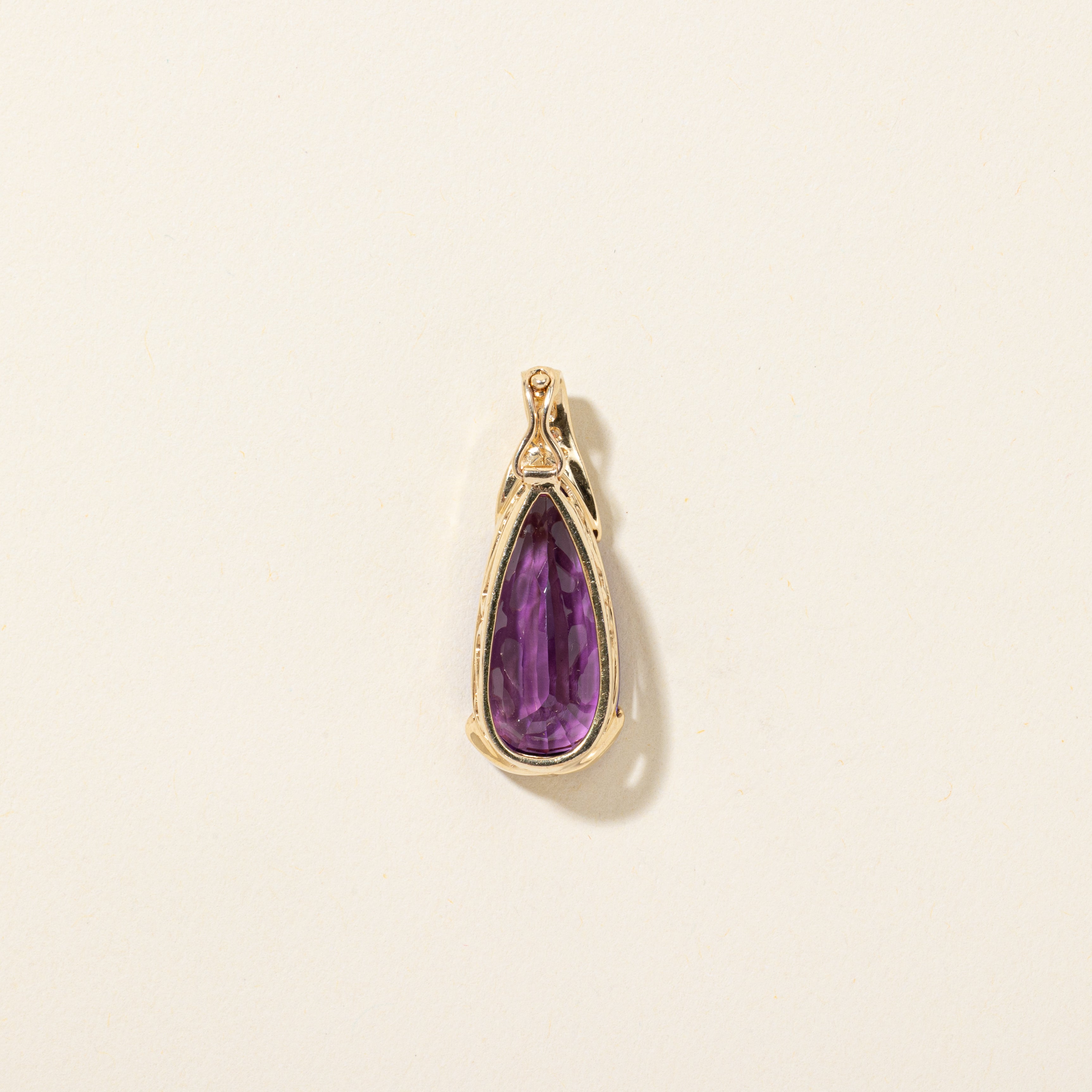 Pear Cut Amethyst & Diamond Large Pendant | 11.00ct, 0.04ctw