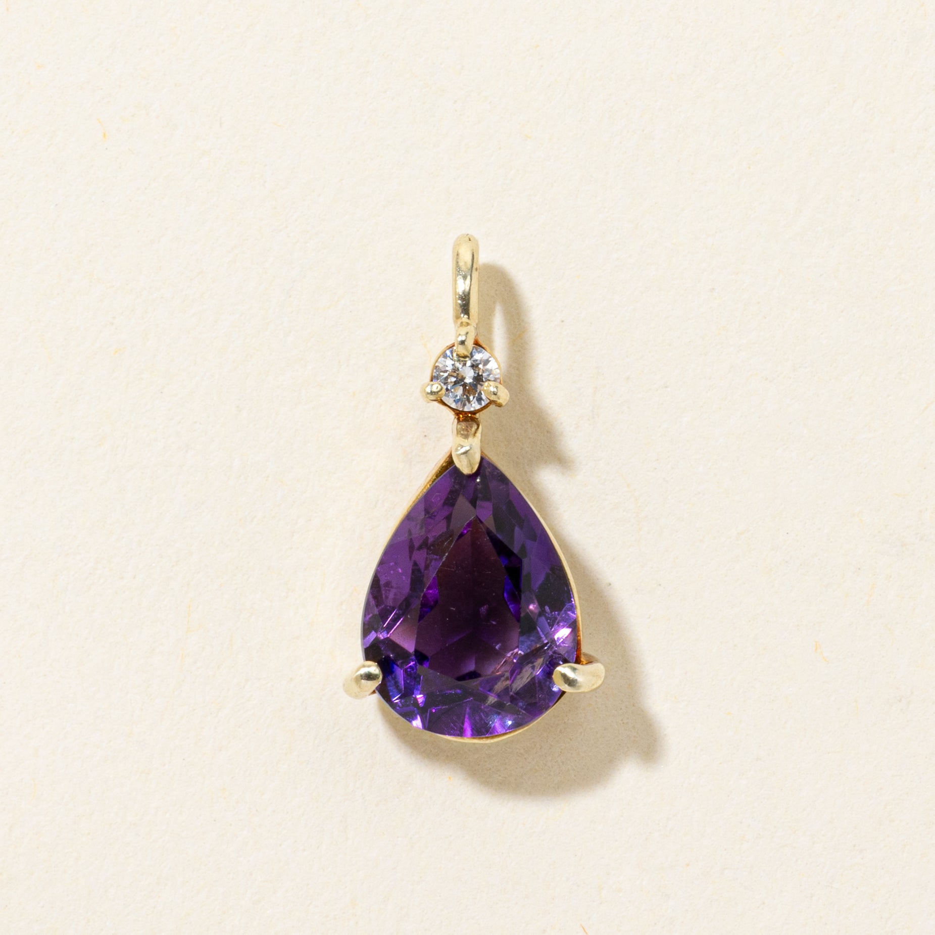 Pear Cut Amethyst & Diamond Pendant | 1.40ct, 0.03ct