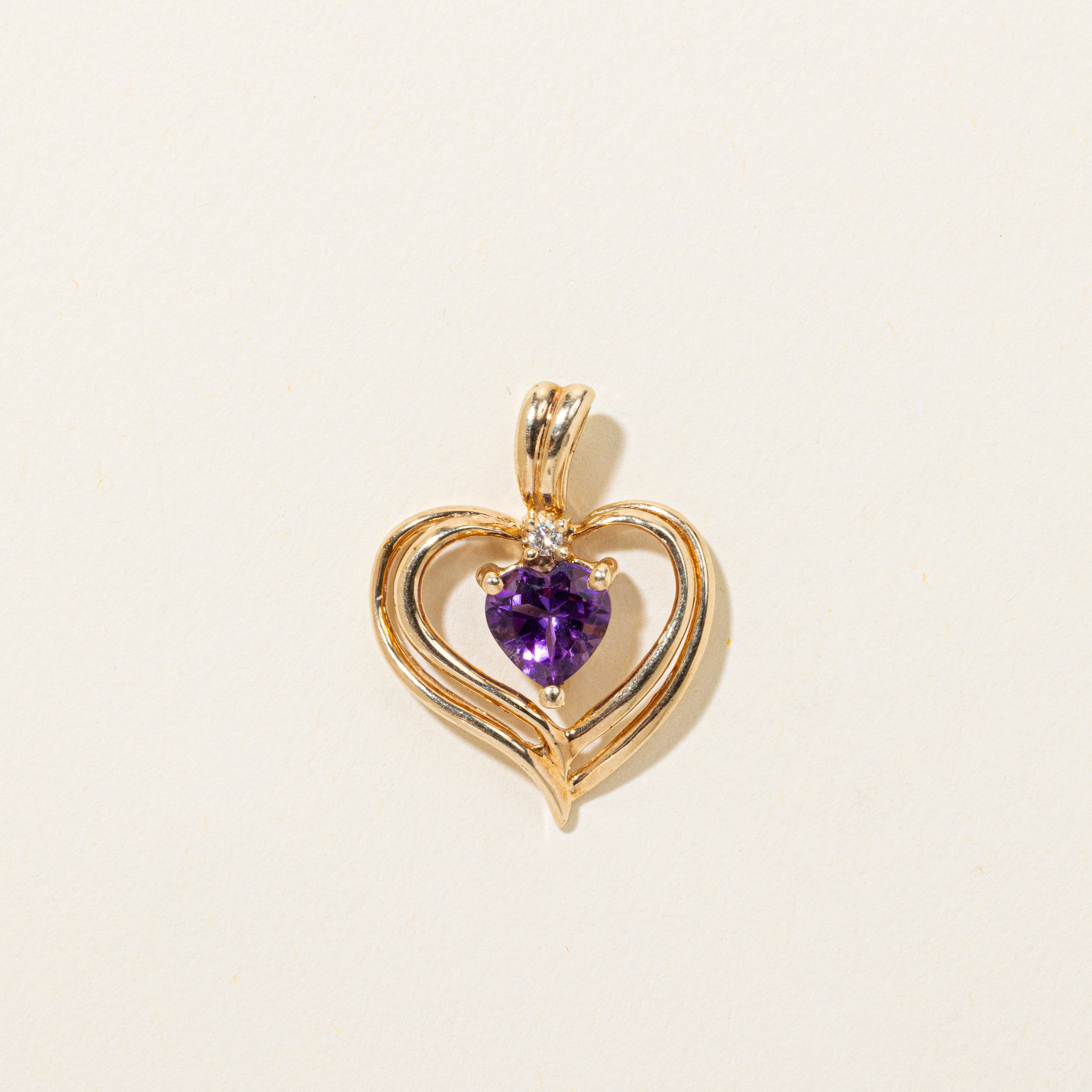 Amethyst & Diamond Openwork Heart Pendant | 0.70ct, 0.02ct