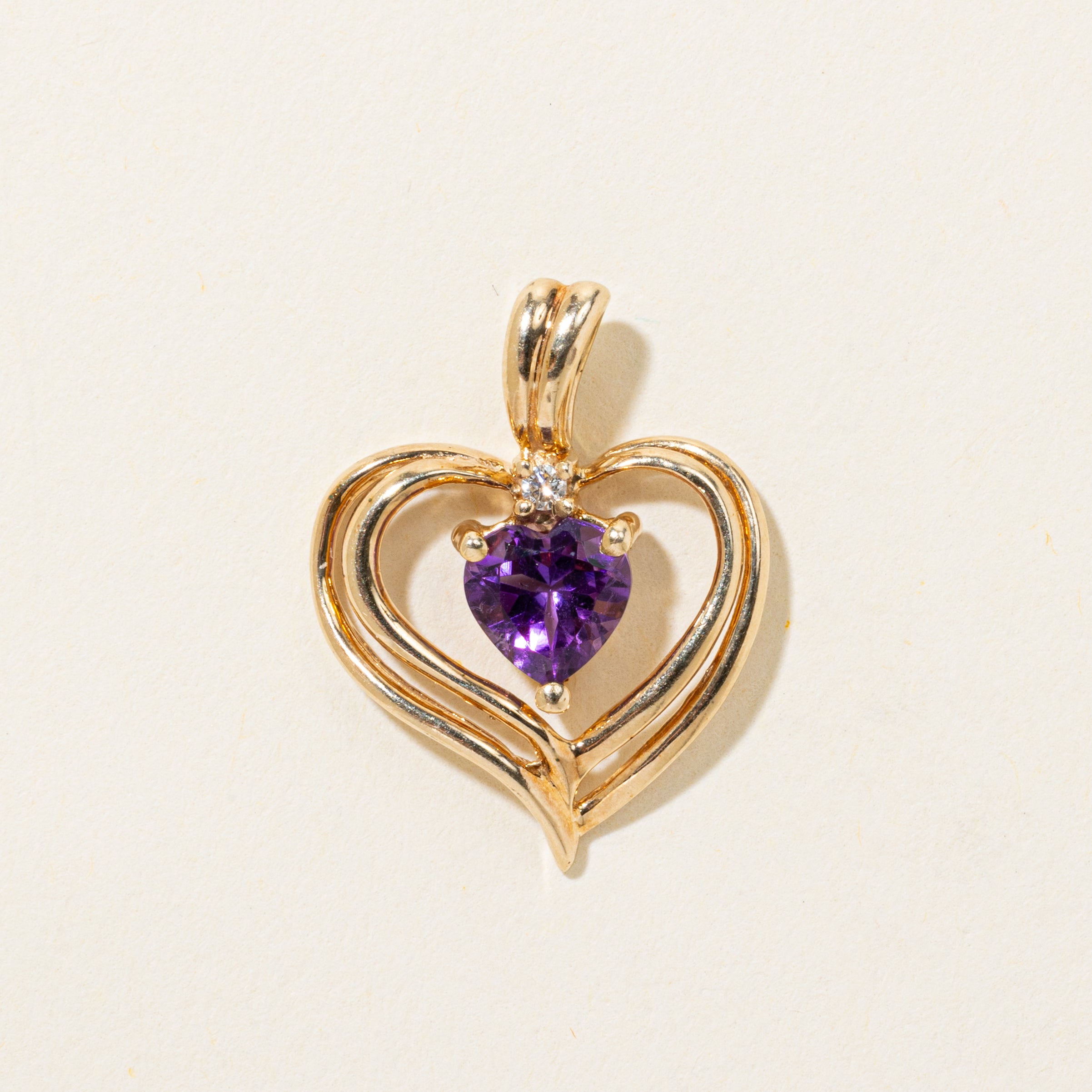 Amethyst & Diamond Openwork Heart Pendant | 0.70ct, 0.02ct