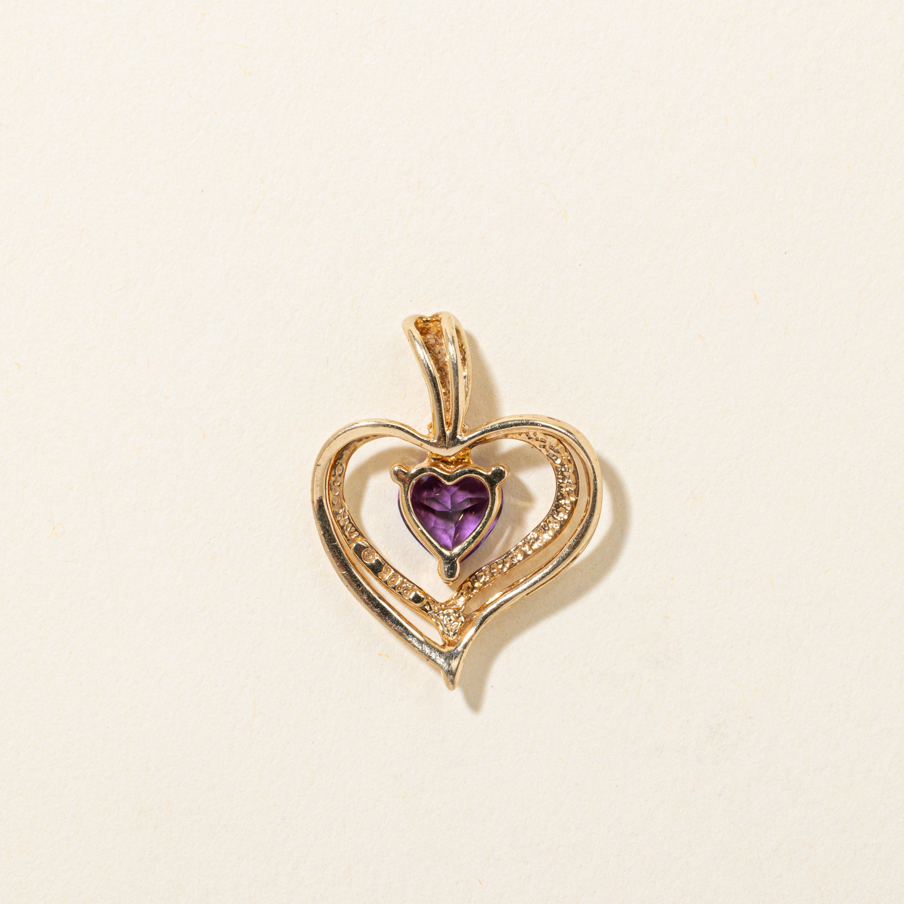 Amethyst & Diamond Openwork Heart Pendant | 0.70ct, 0.02ct