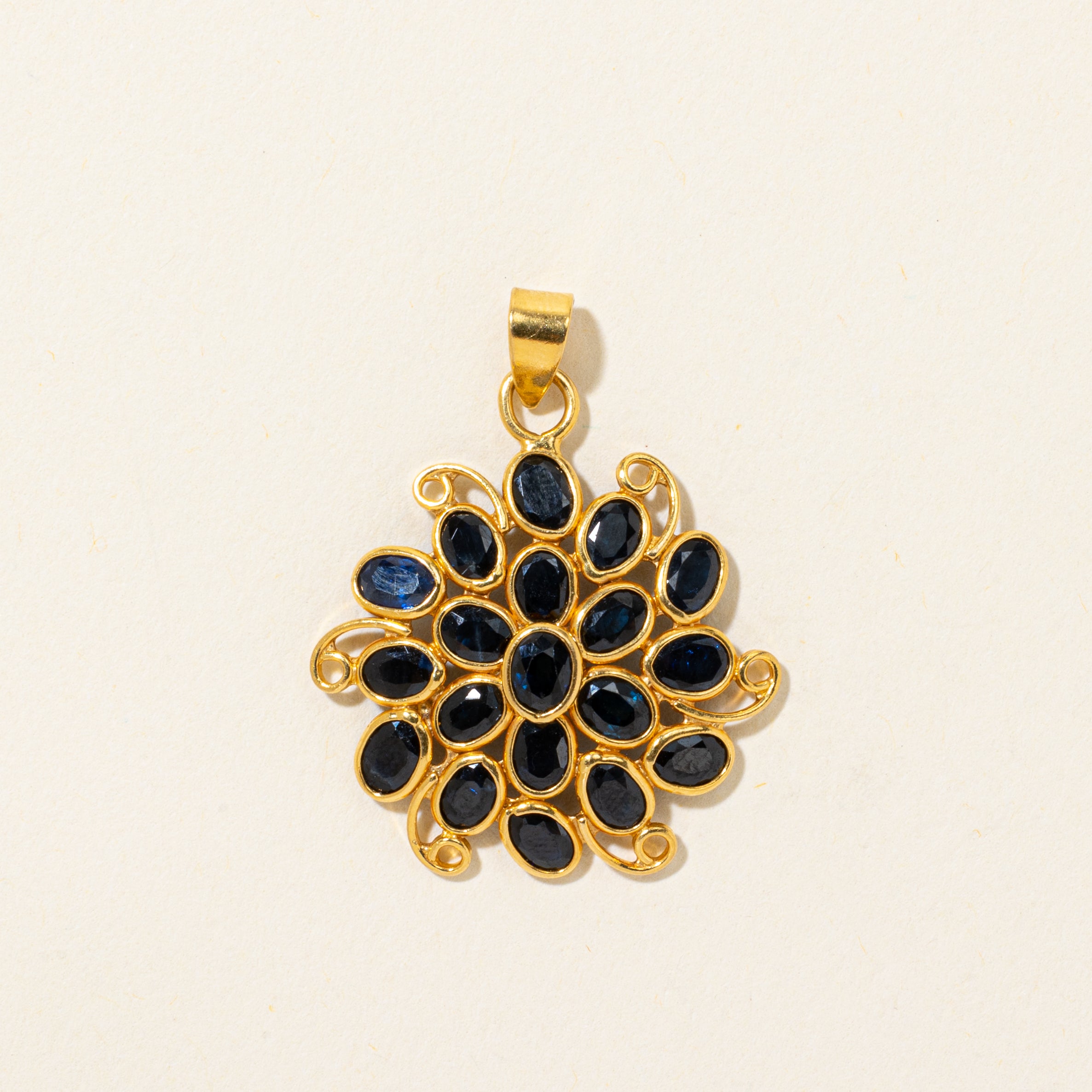 Bezel Set Scattered Sapphire Openwork Pendant | 4.00ctw