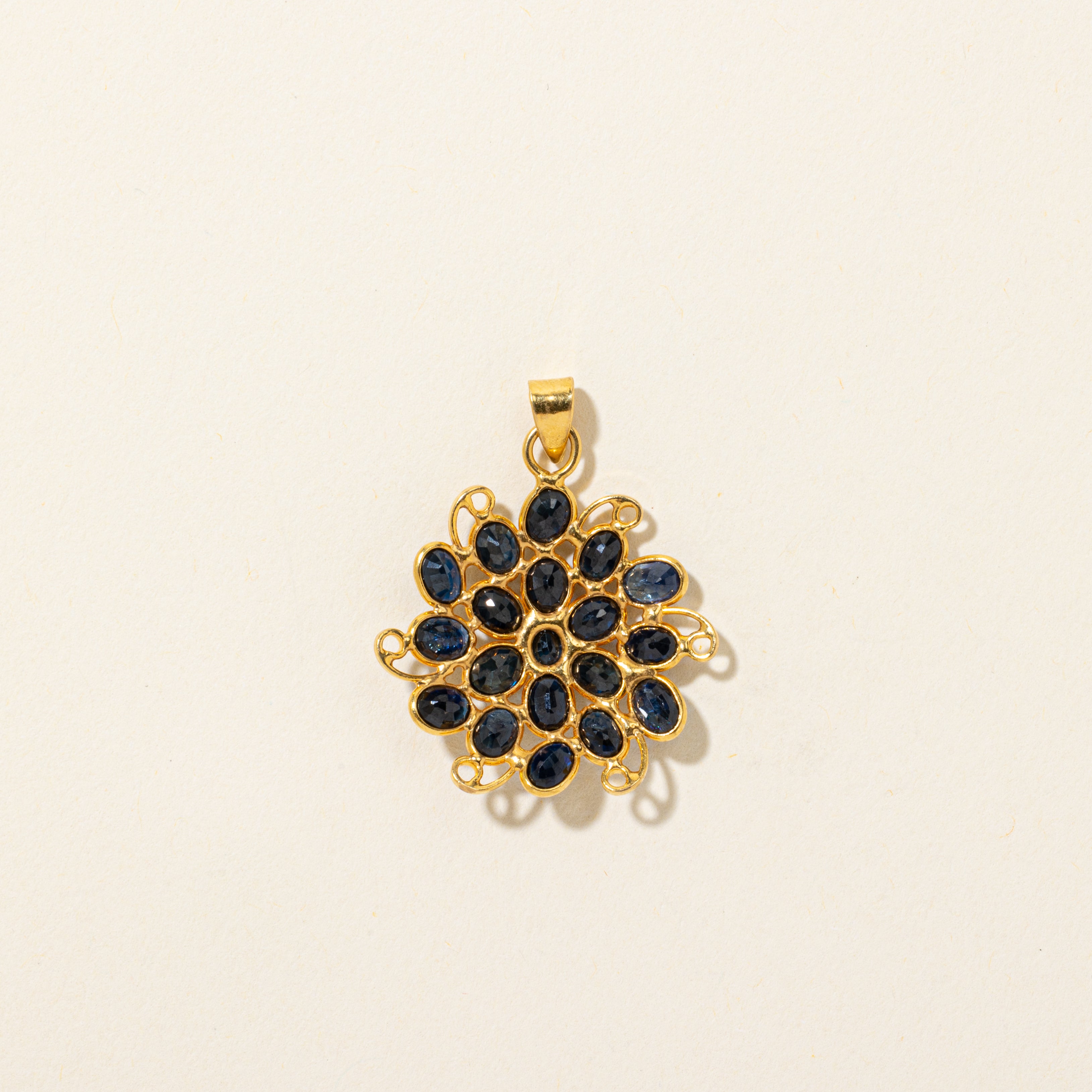 Bezel Set Scattered Sapphire Openwork Pendant | 4.00ctw