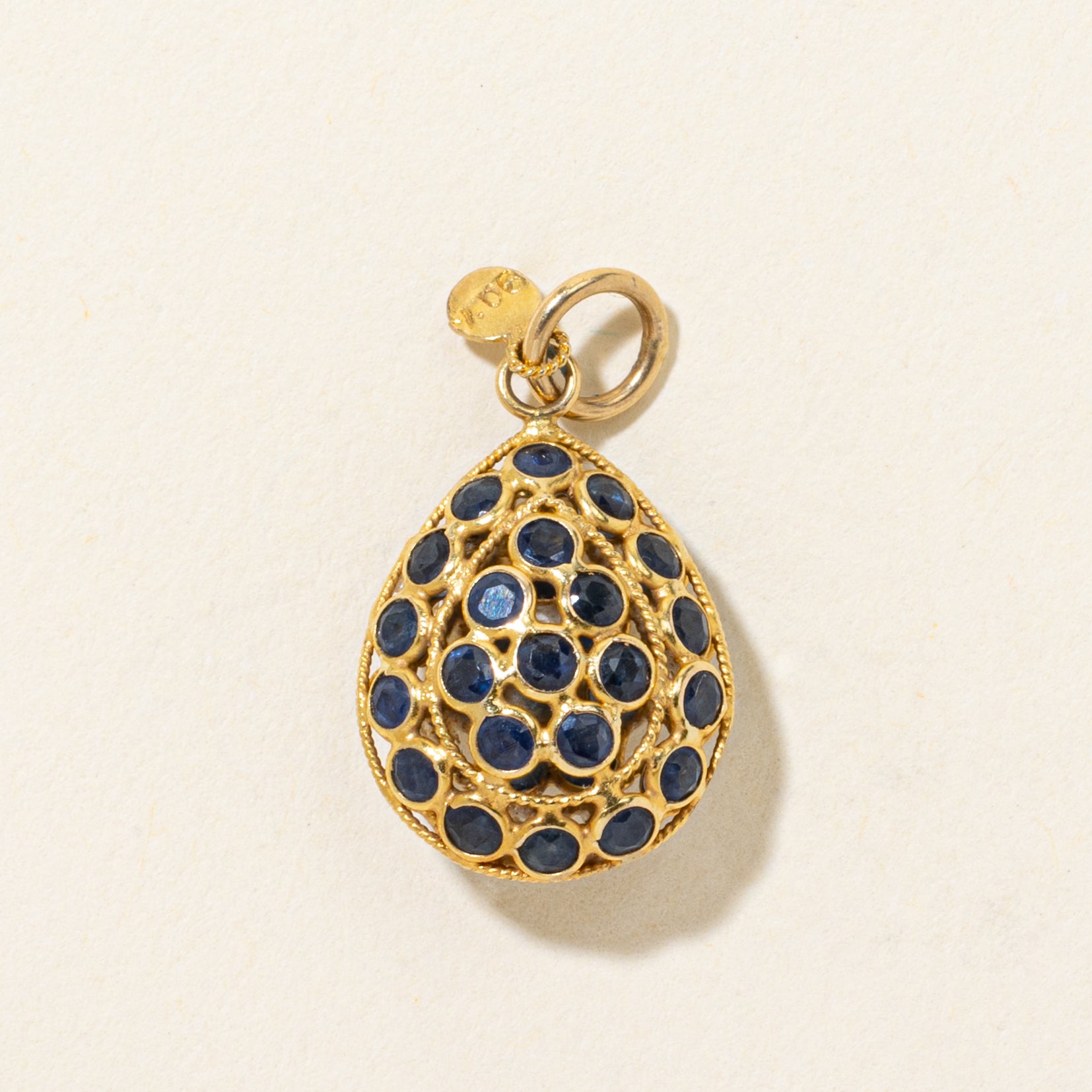 18k Bezel Set Sapphire Openwork Egg Charm | 1.10ctw