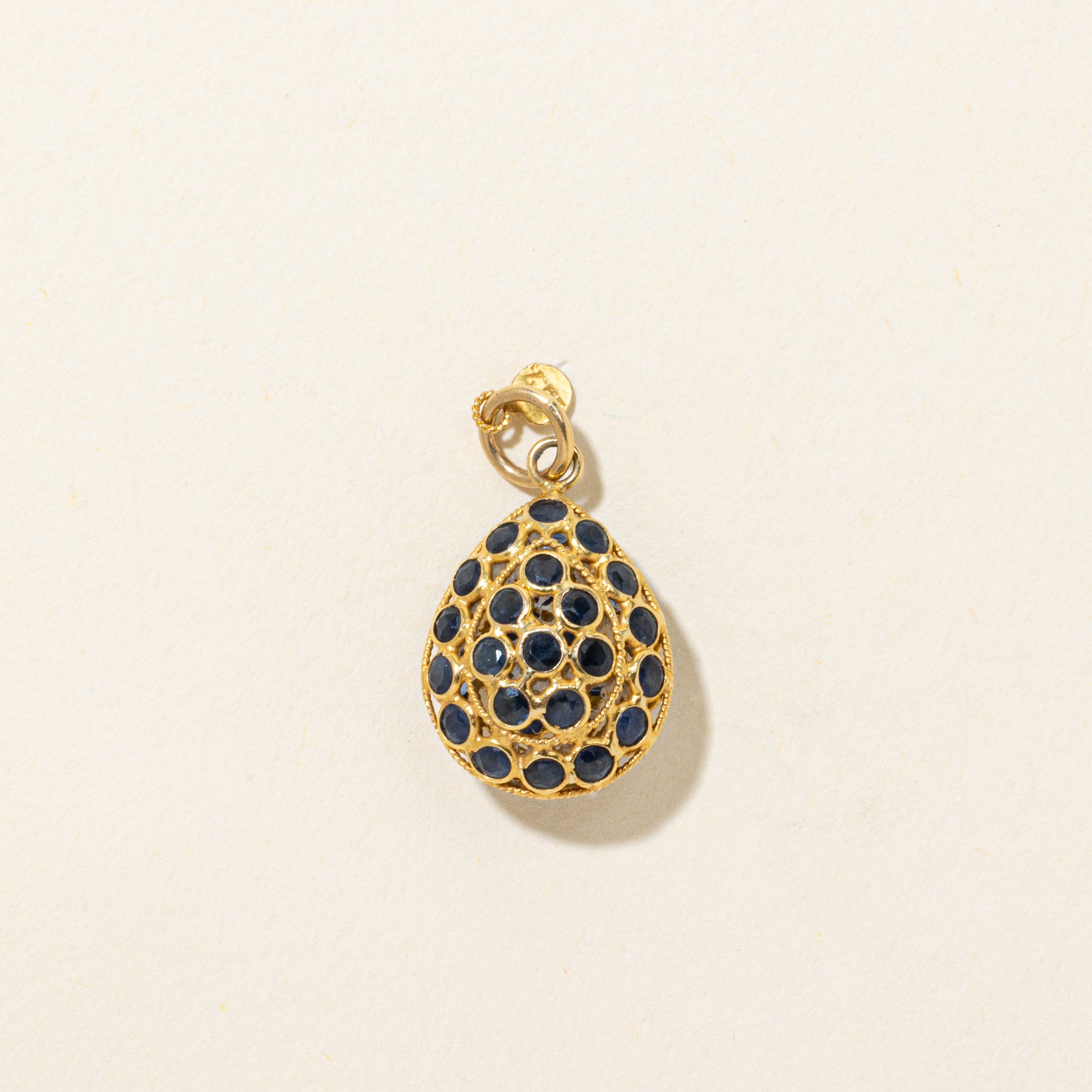 18k Bezel Set Sapphire Openwork Egg Charm | 1.10ctw