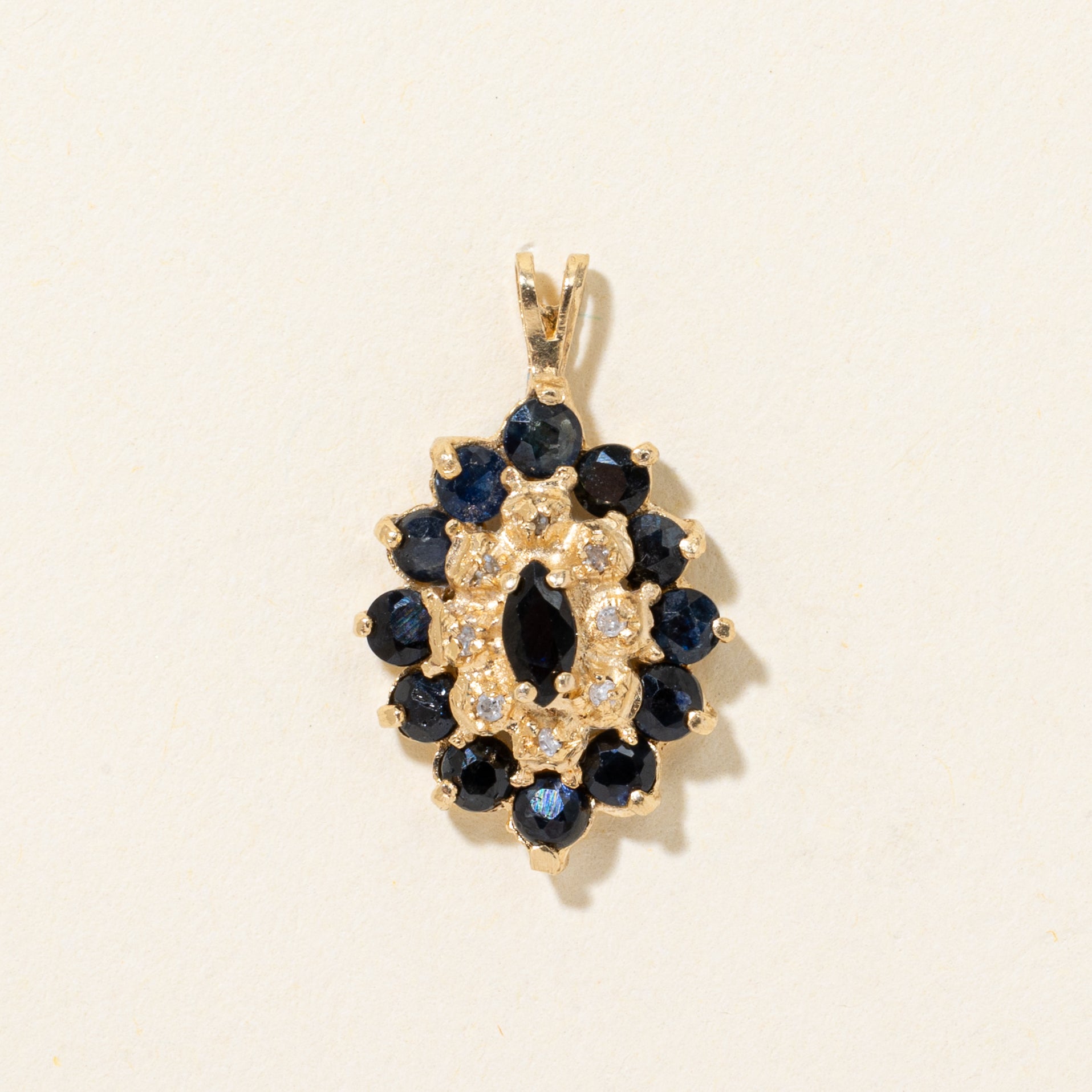 Sapphire & Diamond Petal Halo Pendant | 1.50ctw, 0.04ctw