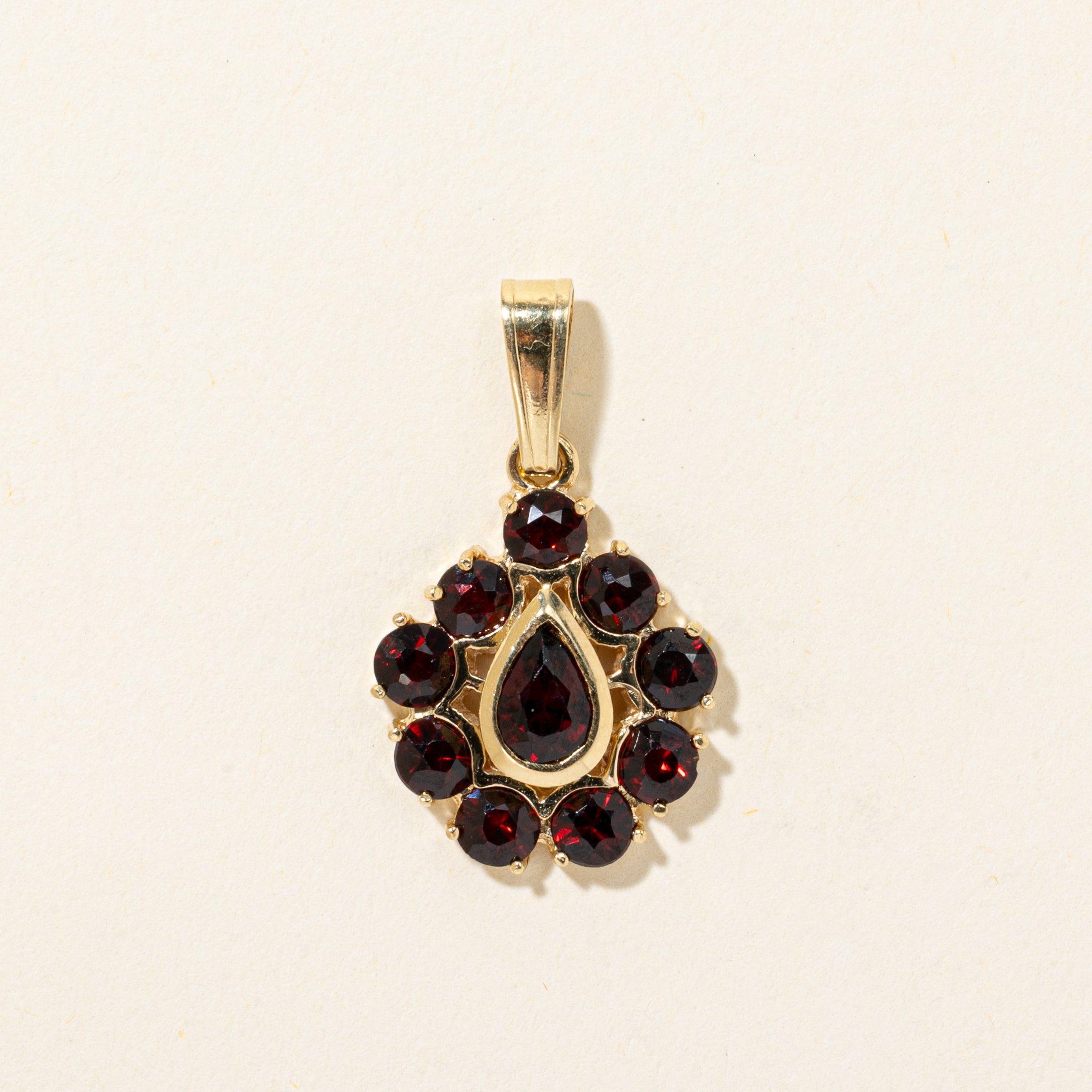 Pear Cut Garnet Halo Pendant | 2.00ctw