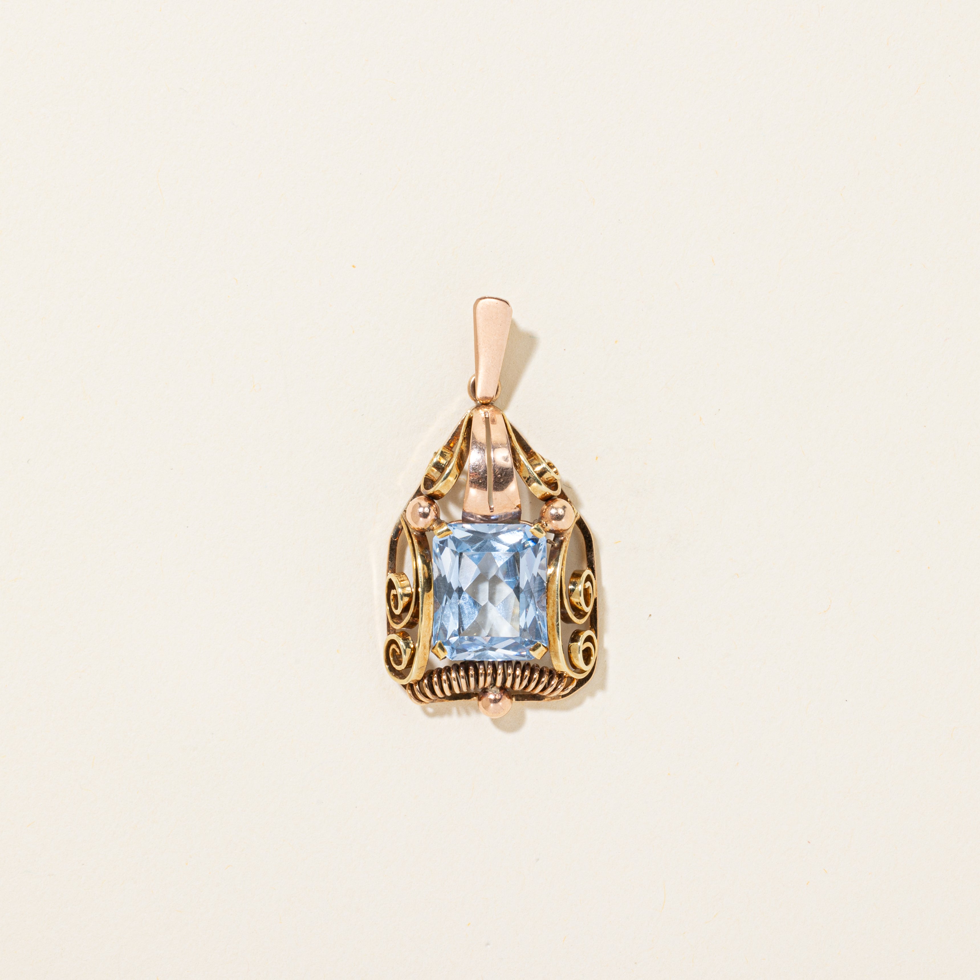 Two-Tone Synthetic Spinel Scrollwork Pendant | 7.00ct