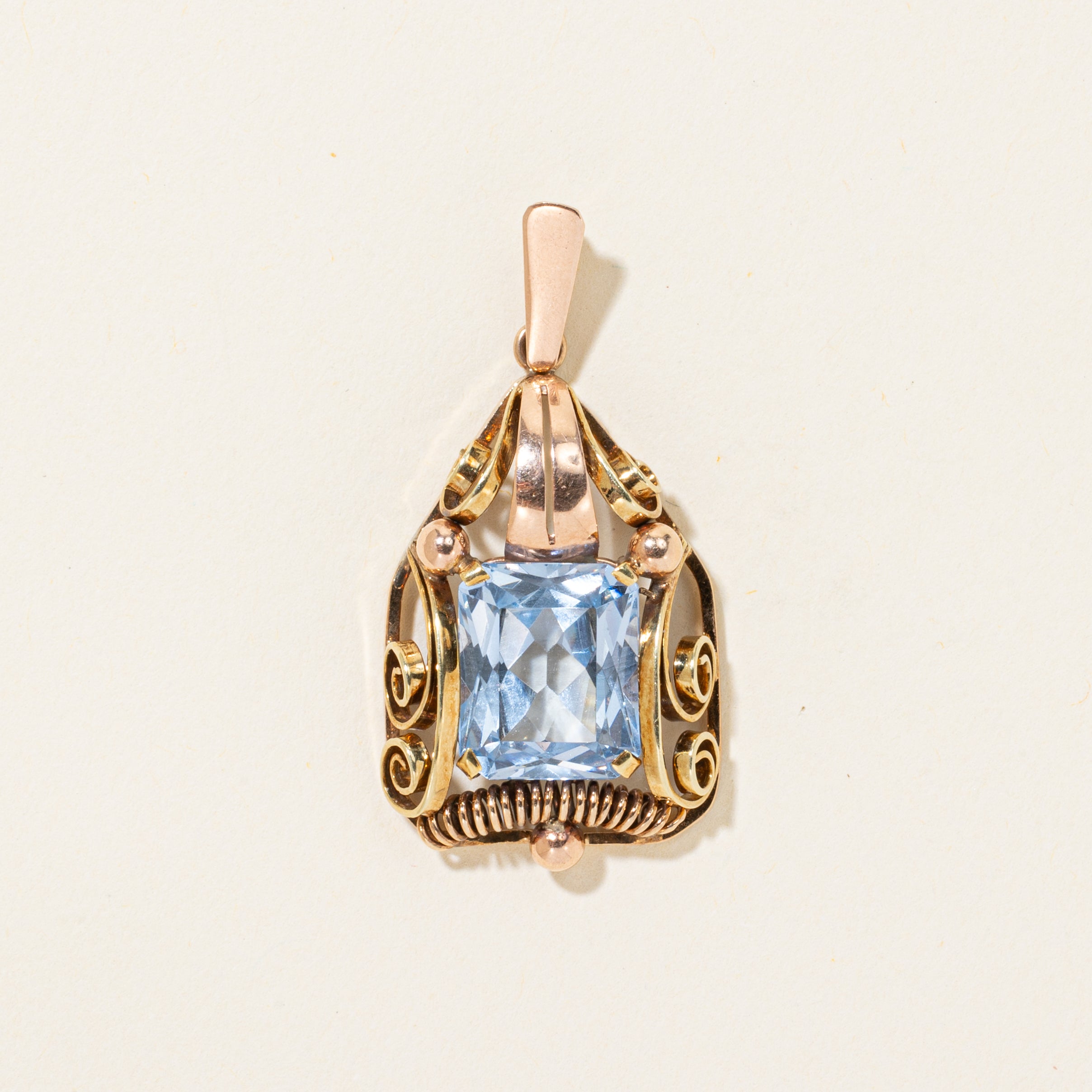 Two-Tone Synthetic Spinel Scrollwork Pendant | 7.00ct