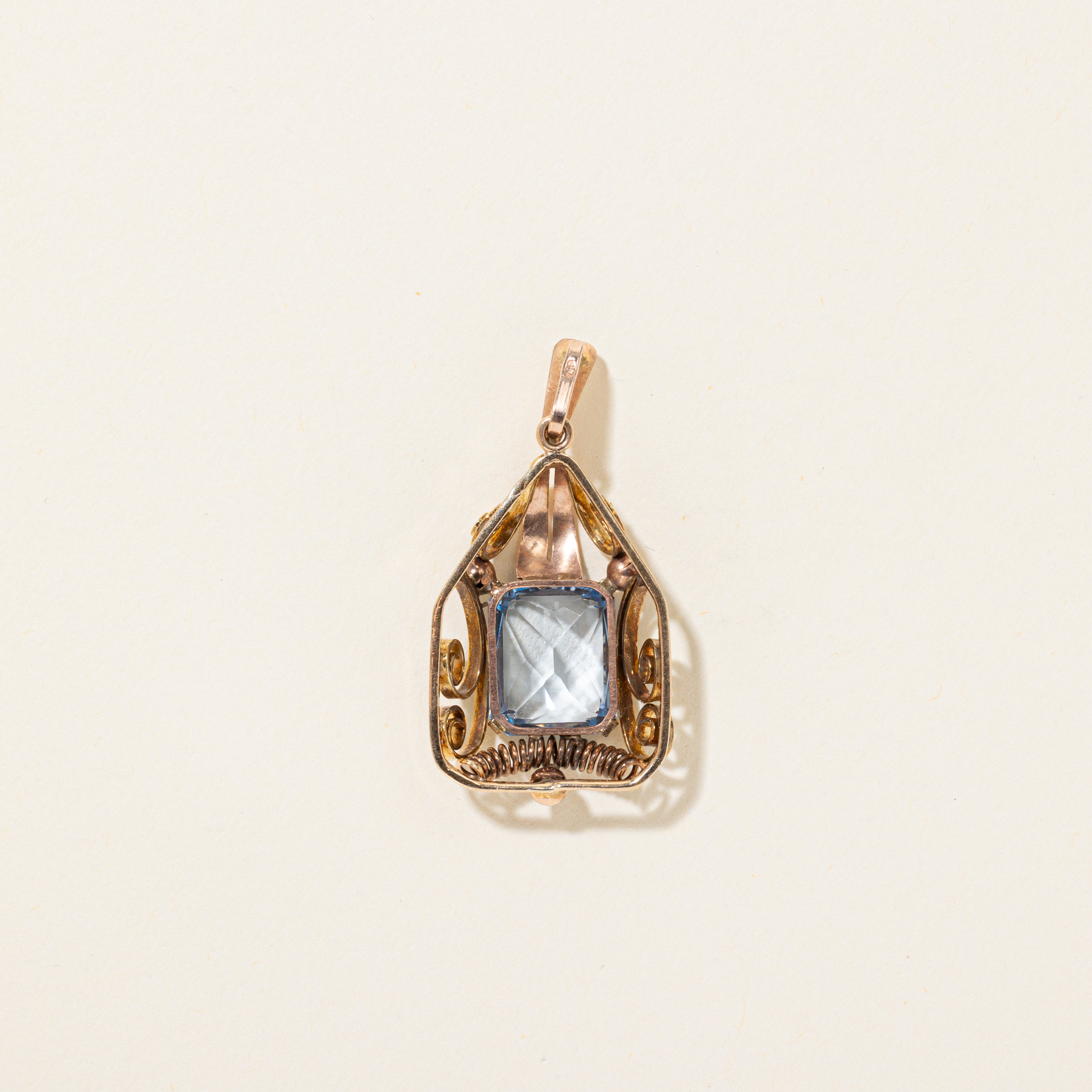 Two-Tone Synthetic Spinel Scrollwork Pendant | 7.00ct