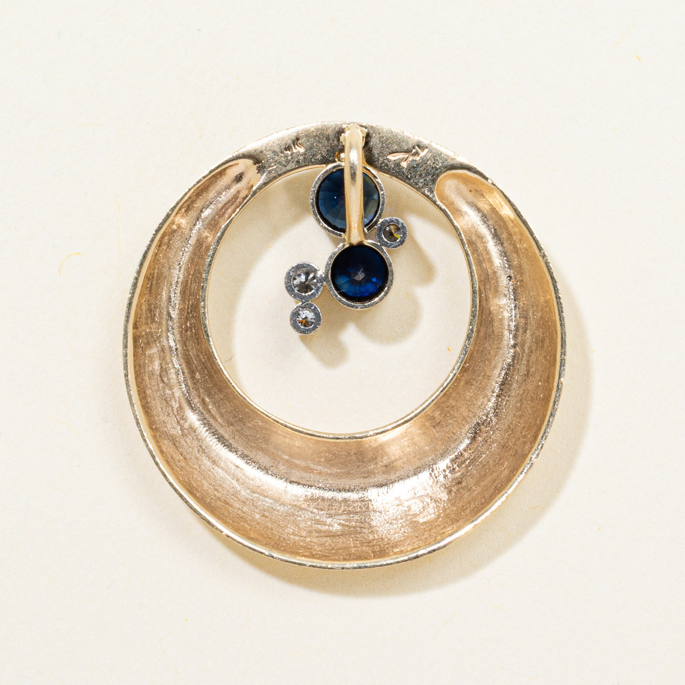 Bezel Set Sapphire & Diamond Circle Pendant | 0.51ctw, 0.04ctw