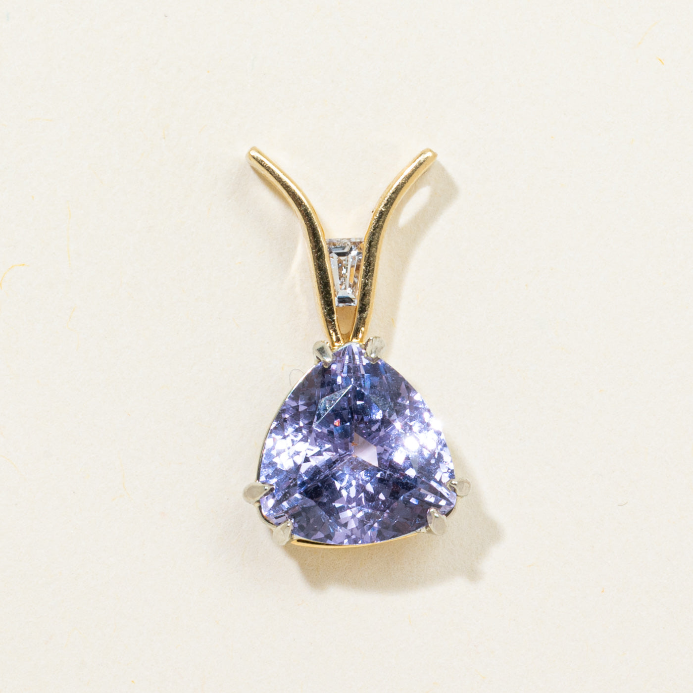 18k Trillion Cut Tanzanite & Diamond Pendant | 4.78ct, 0.10ct