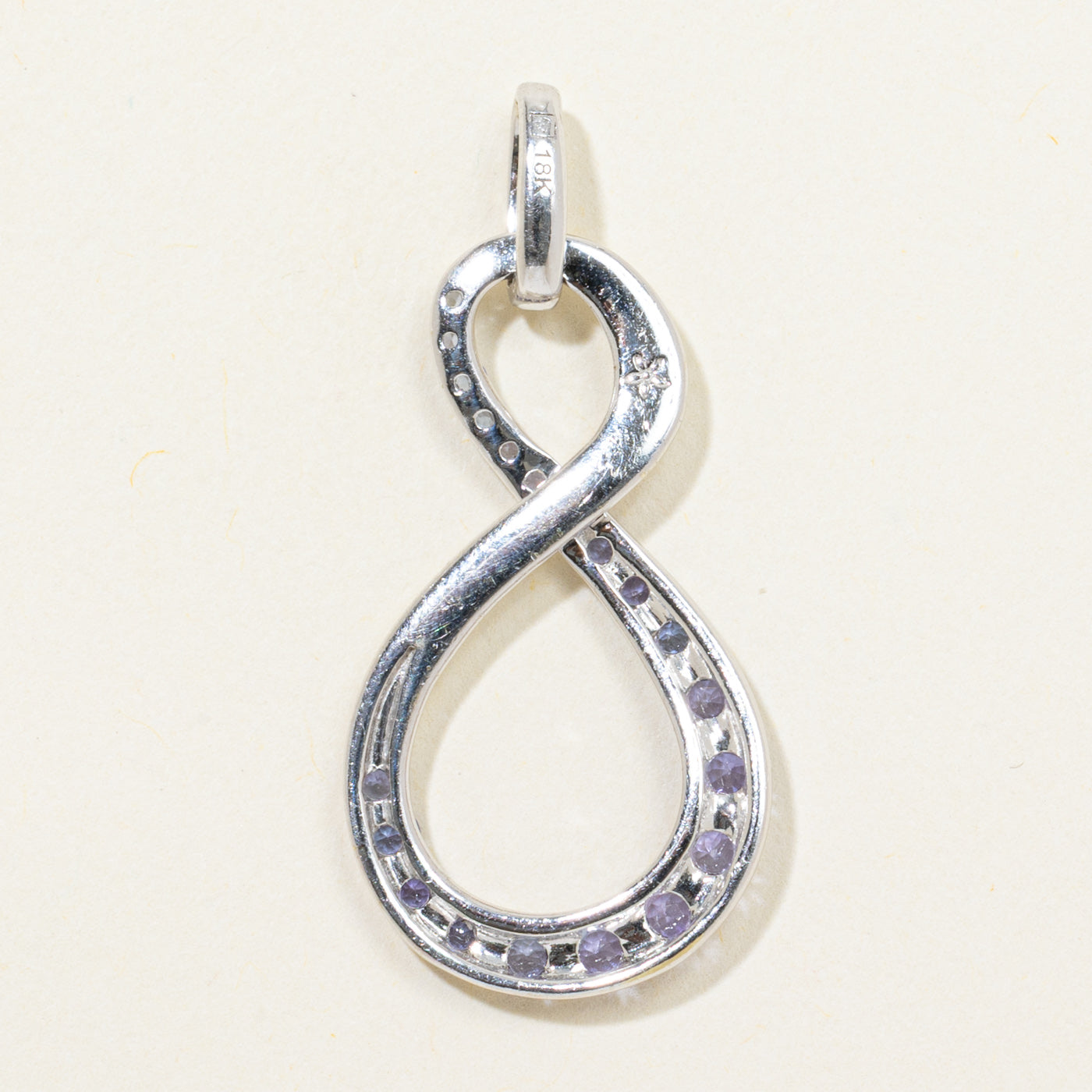 18k Tanzanite Textured Infinity Pendant | 1.01ctw
