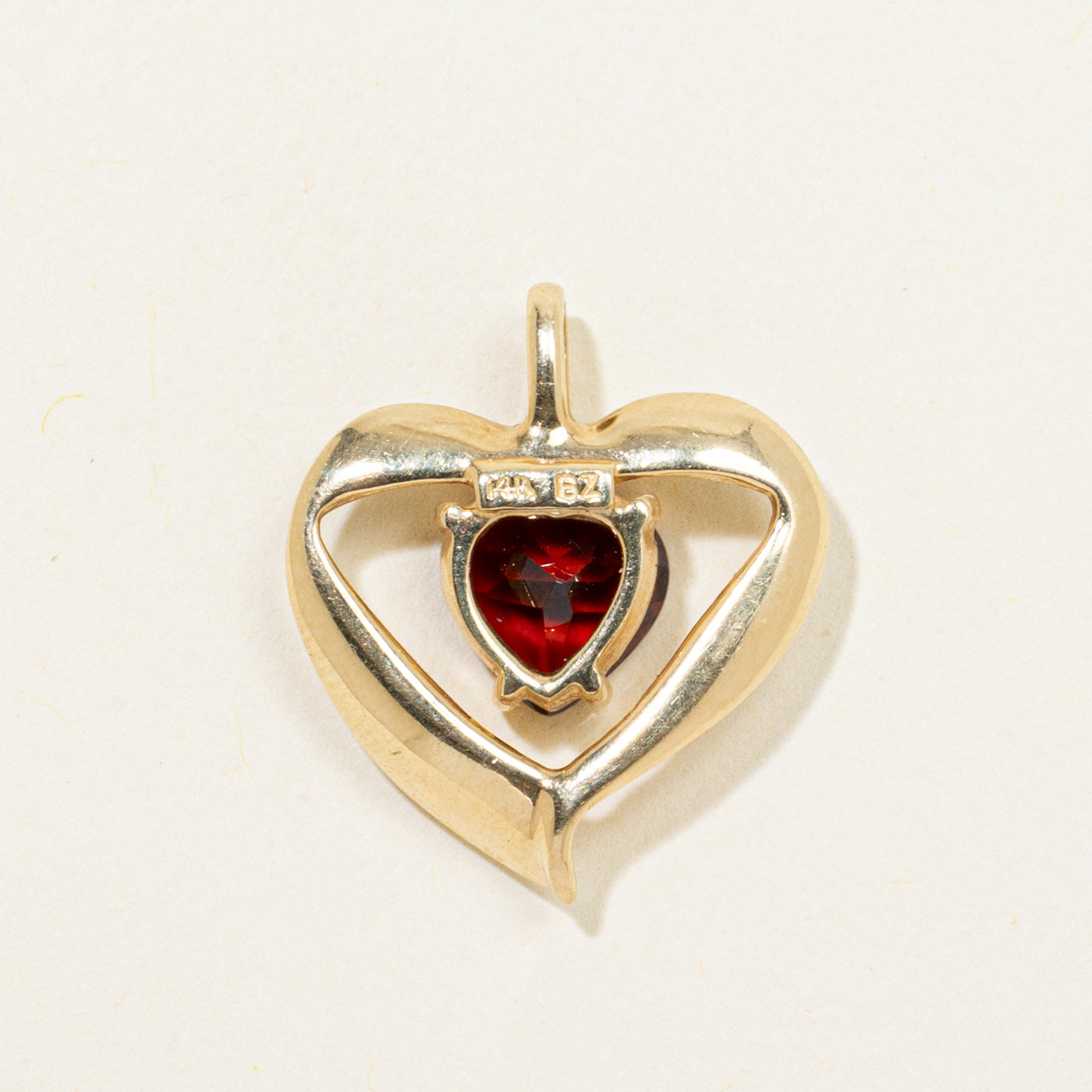 Garnet & Diamond Open Heart Pendant | 1.85ct, 0.02ct