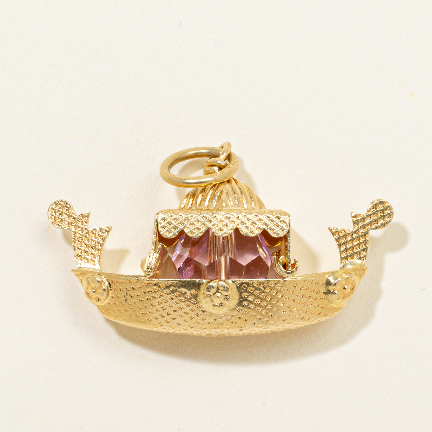 18k Coated Quartz Textured River Barge Charm | 4.75ct