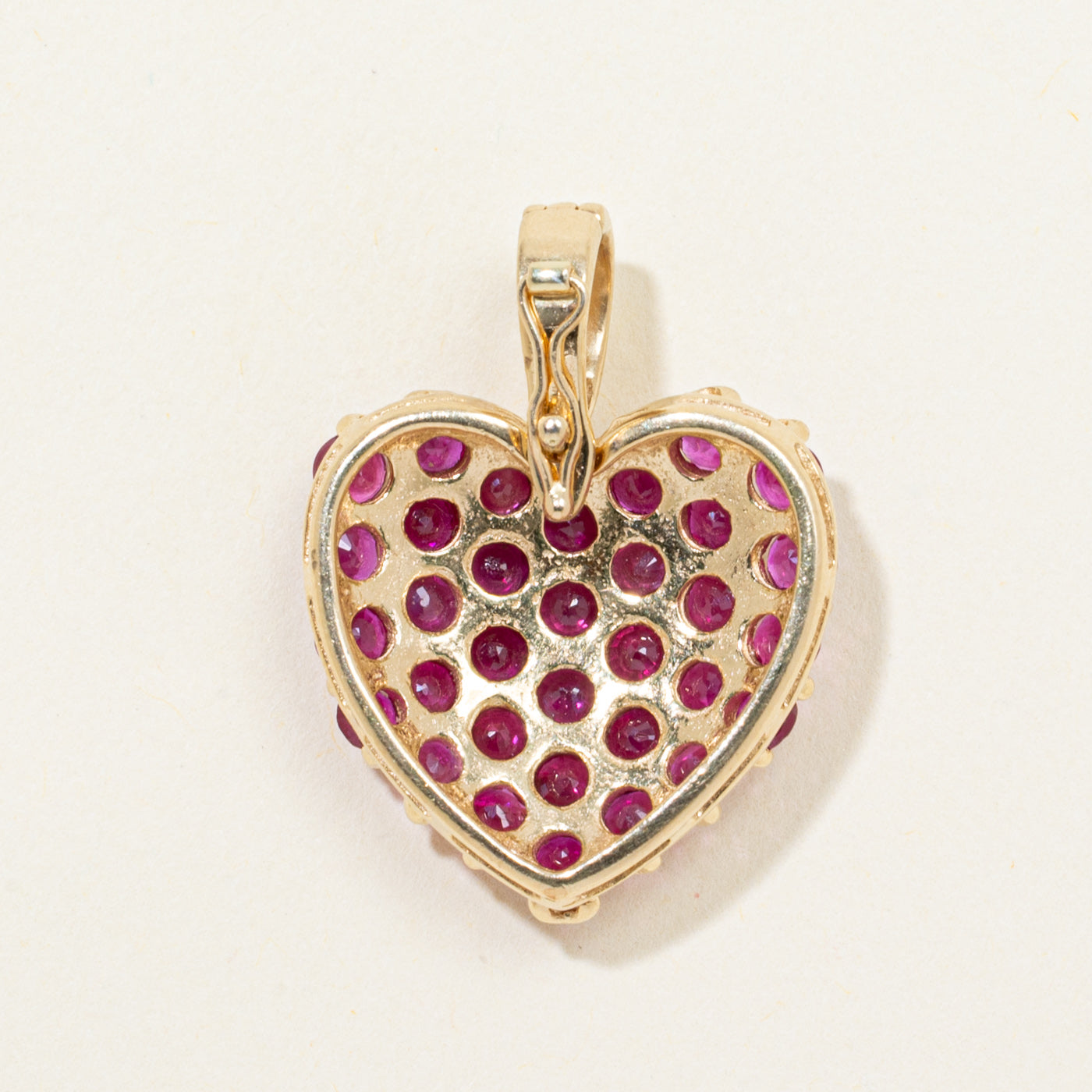 Synthetic Ruby Cluster Heart Pendant | 2.94ctw