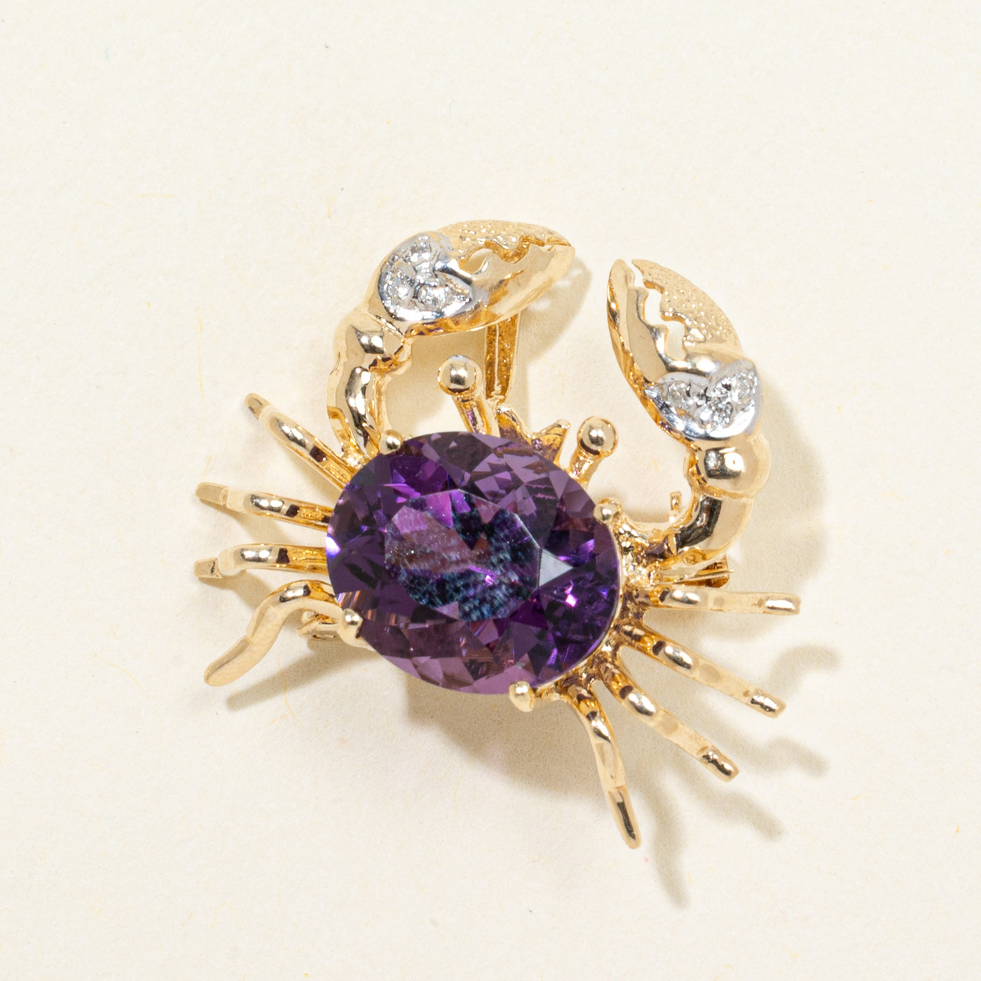 Amethyst & Diamond Crab Convertible Pendant Brooch | 4.80ct, 0.01ctw