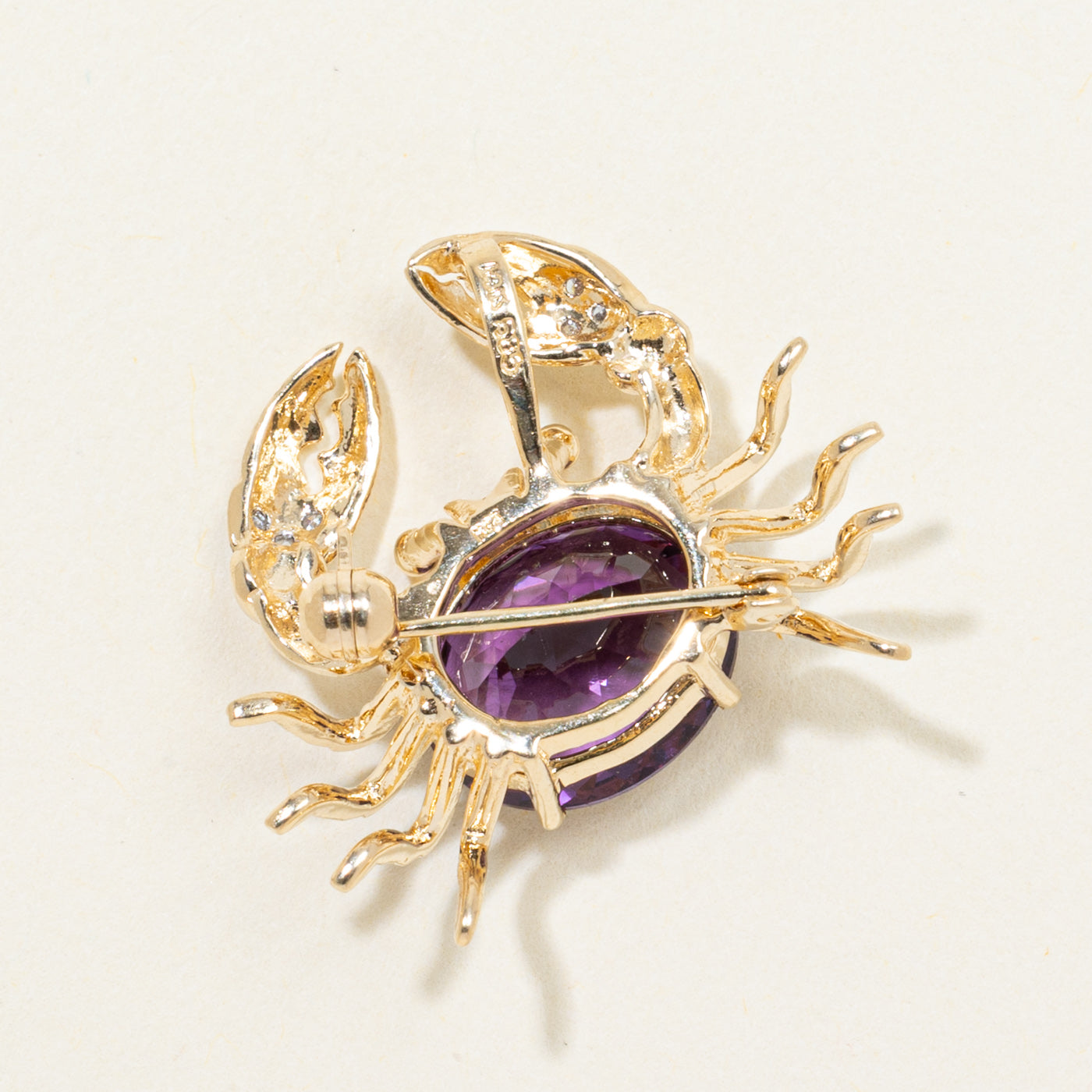 Amethyst & Diamond Crab Convertible Pendant Brooch | 4.80ct, 0.01ctw