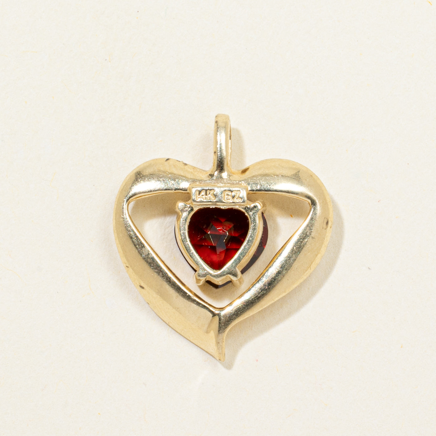 Garnet & Diamond Open Heart Pendant | 1.88ct, 0.03ct