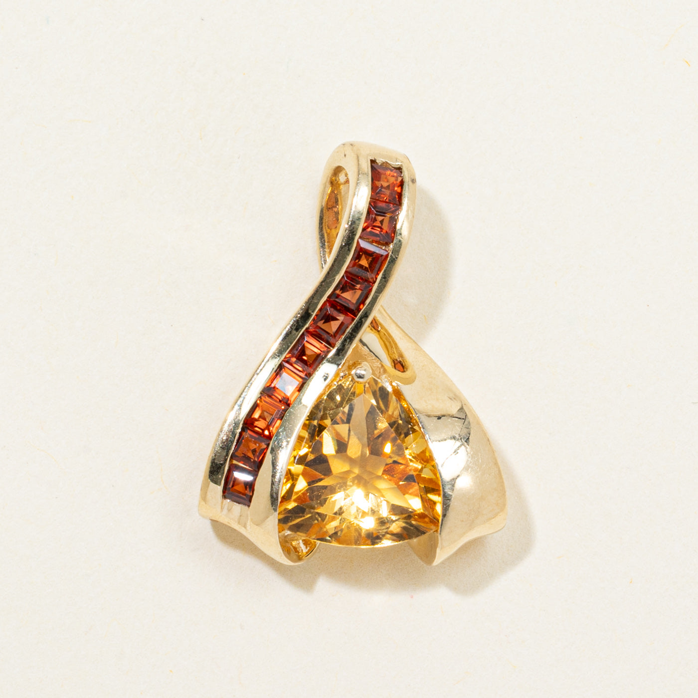 Trillion Cut Citrine & Garnet Waterfall Pendant | 2.17ct, 0.37ctw