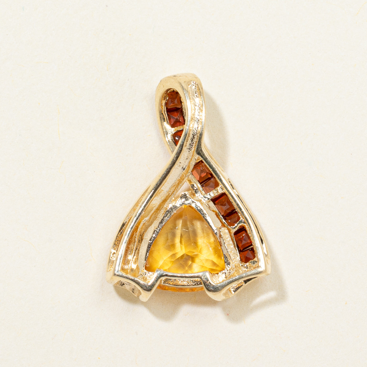 Trillion Cut Citrine & Garnet Waterfall Pendant | 2.17ct, 0.37ctw
