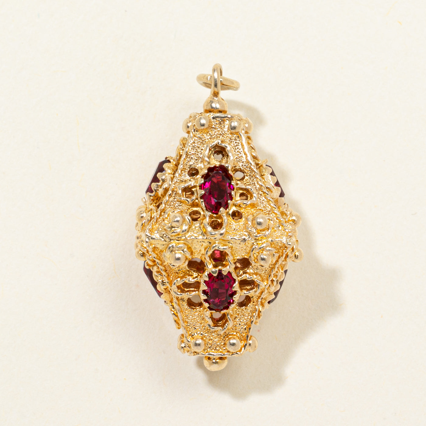 Synthetic Ruby Ornate Charm | 2.00ctw
