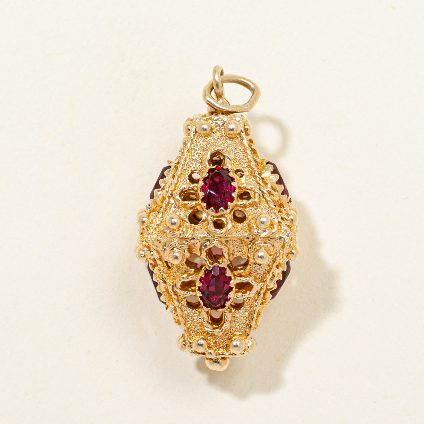 Synthetic Ruby Ornate Charm | 2.00ctw