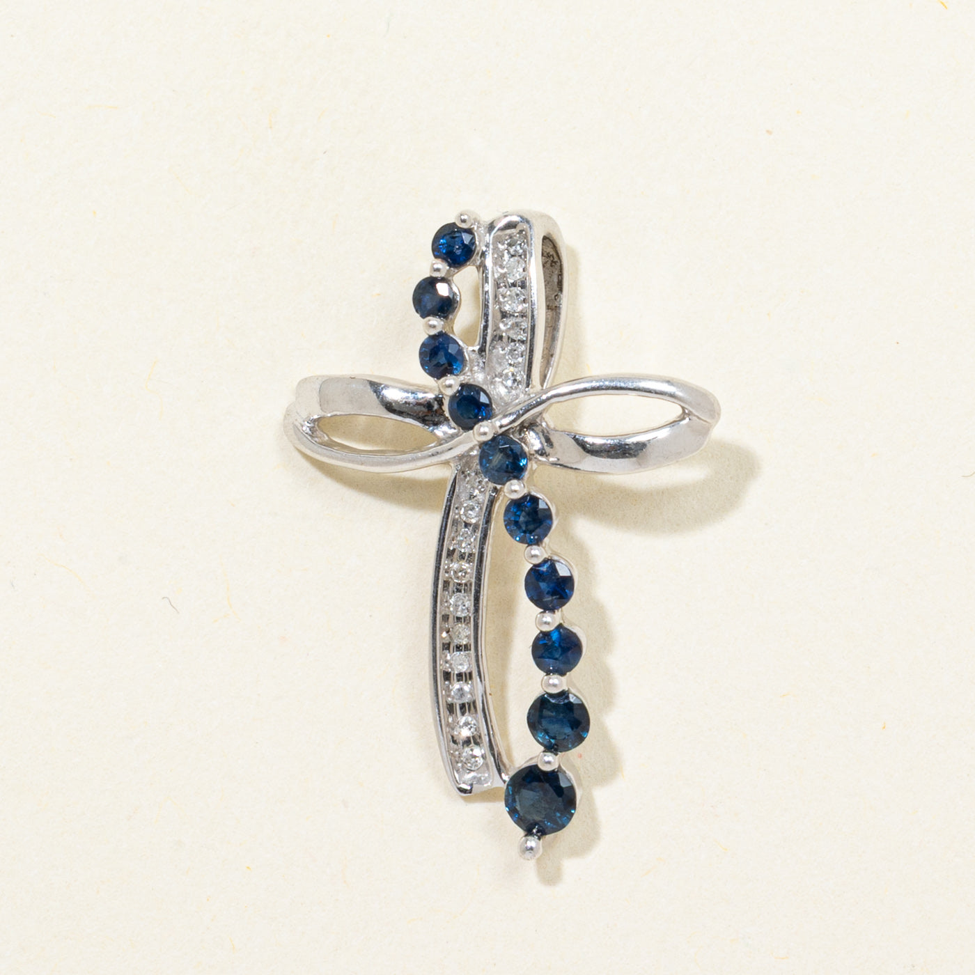 Sapphire & Diamond Cross Journey Pendant | 0.36ctw, 0.02ctw