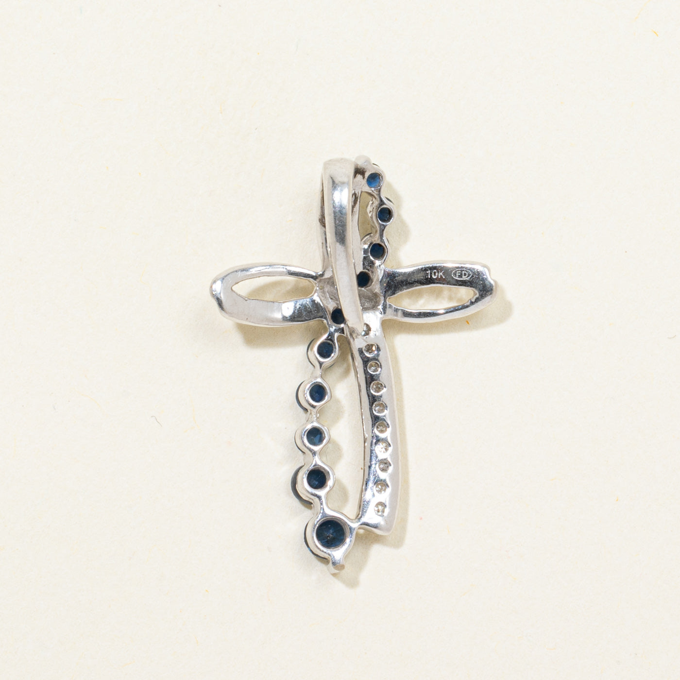 Sapphire & Diamond Cross Journey Pendant | 0.36ctw, 0.02ctw